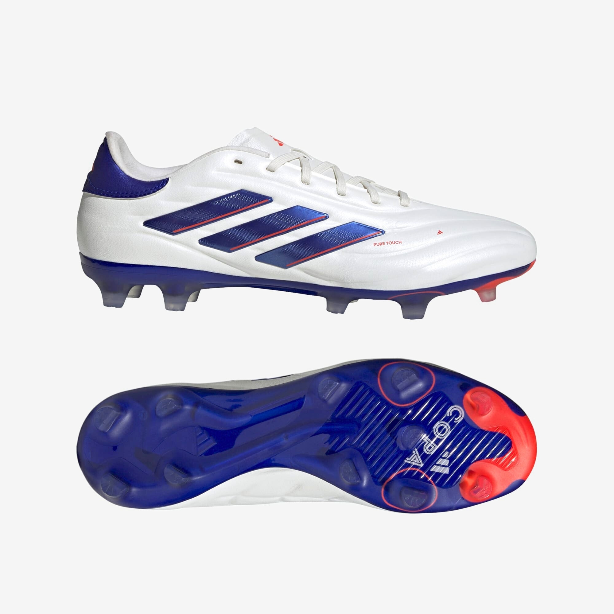 adidas Copa Pure 2 Pro FG Low-Top Soccer Cleats - Cloud White / Lucid Blue / Solar Red