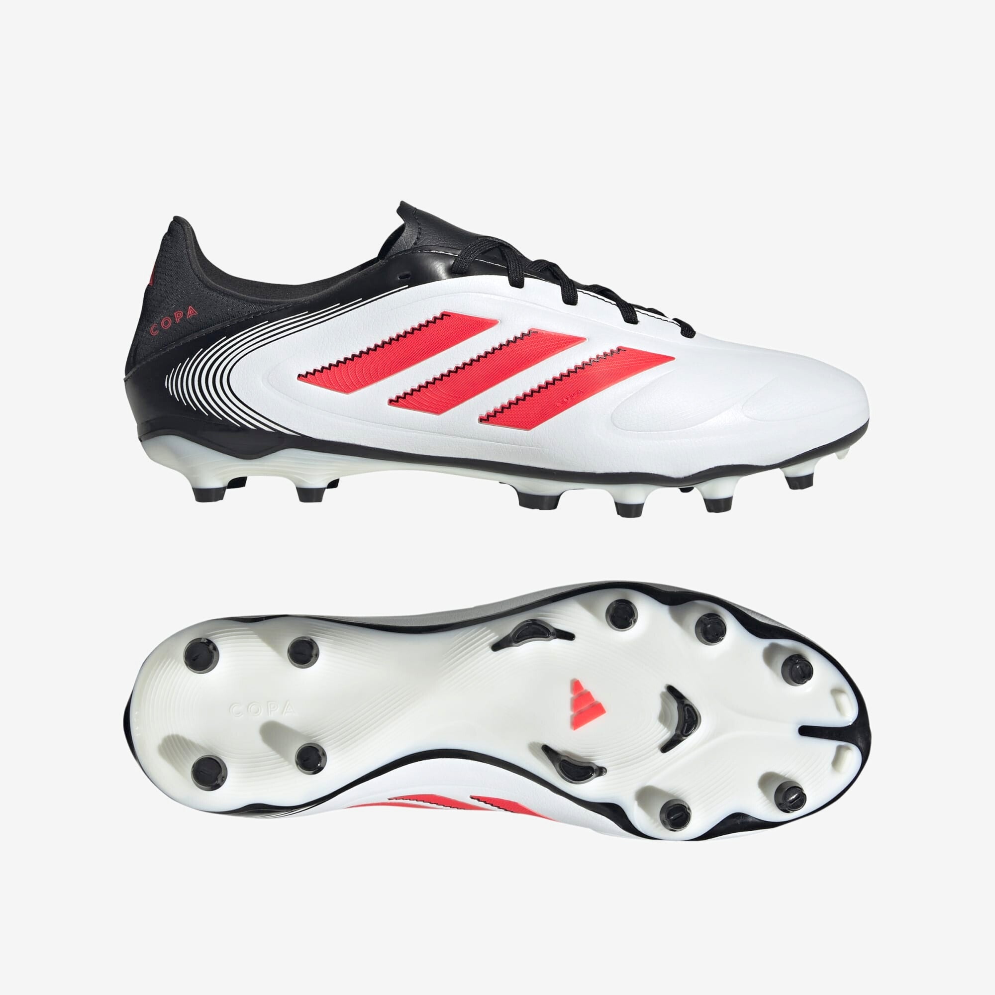 adidas Copa Pure 3 League FG/MG Low-Top Soccer Cleats - Cloud White / Lucid Red / Core Black