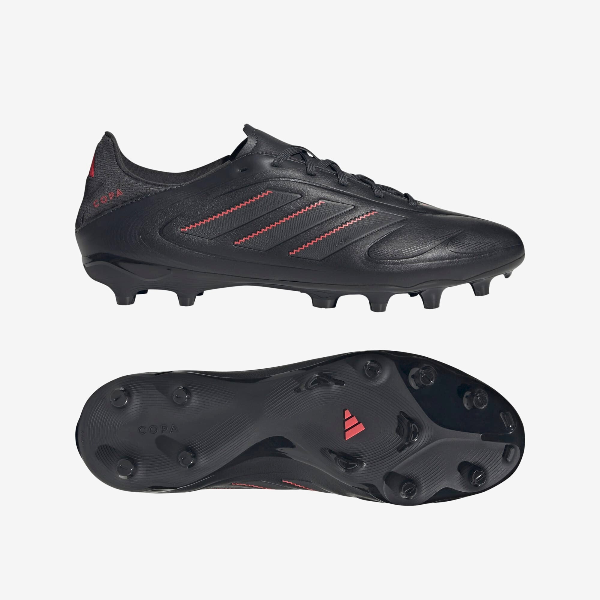 adidas Copa Pure 3 League FG/MG Low-Top Soccer Cleats - Core Black / Carbon / Lucid Red