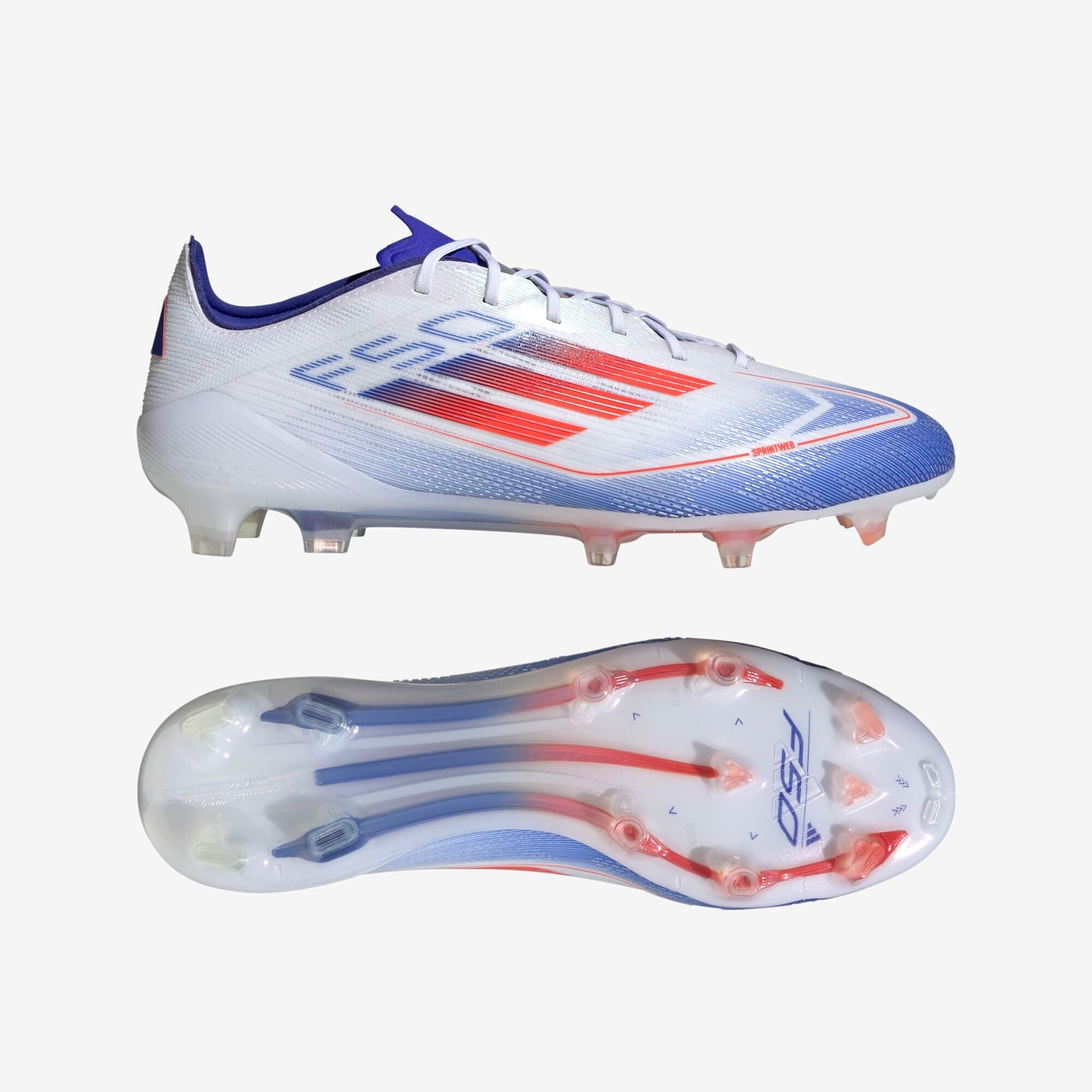 adidas F50 Elite FG Low-Top Soccer Cleats - Cloud White / Solar Red / Lucid Blue