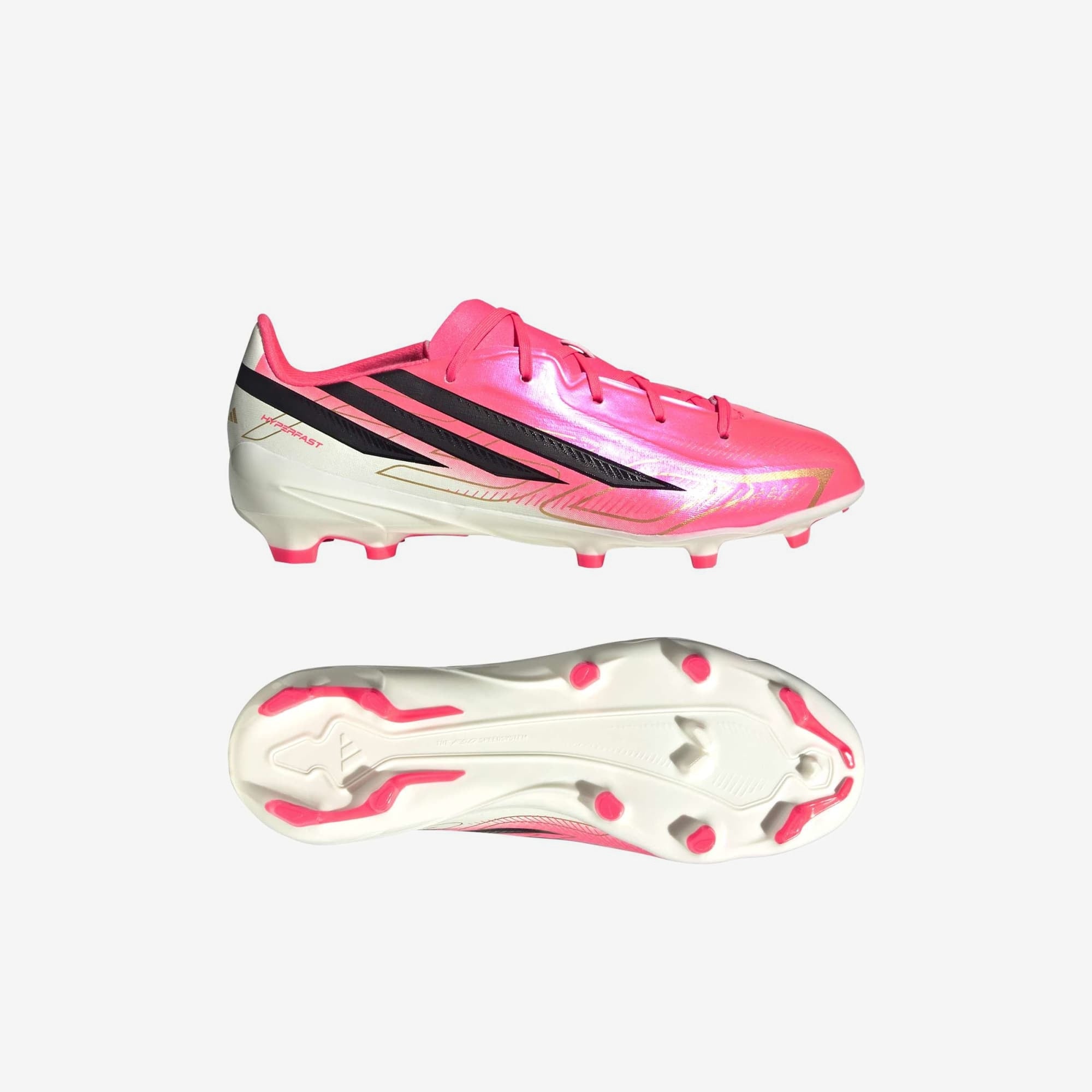 adidas F50 Hyperfast League Big Kids' Firm-Ground Low-Top Soccer Cleats - Solar Turbo / Core Black / Gold Met.