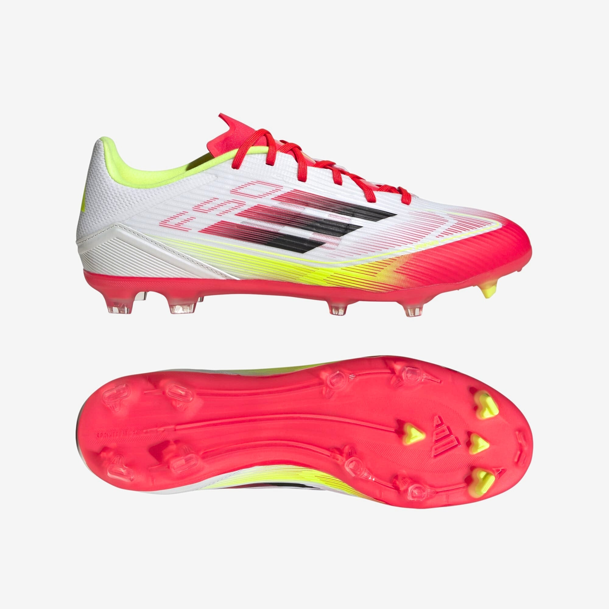 adidas F50 League FG/MG Low-Top Soccer Cleats - Cloud White / Core Black / Solar Yellow