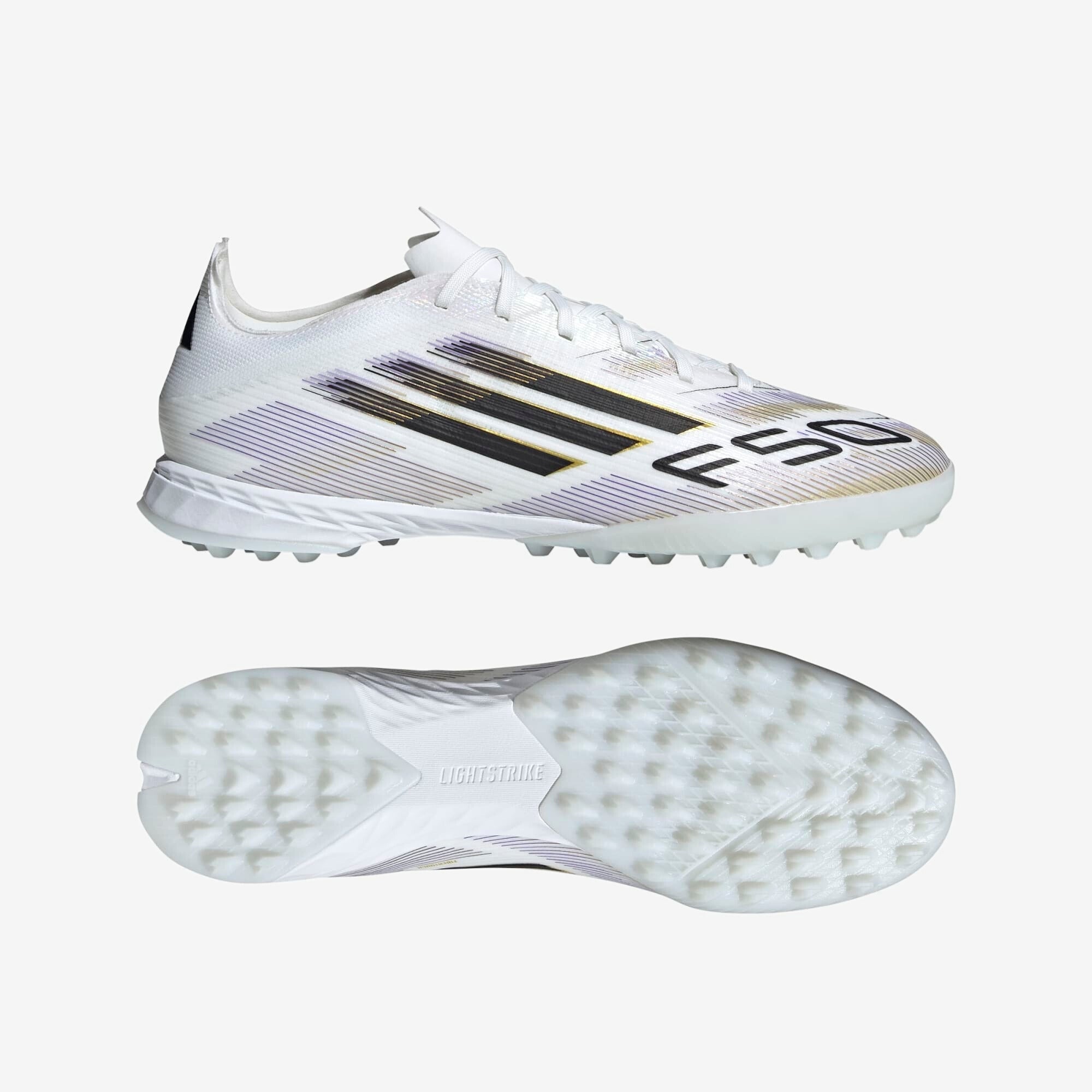 adidas F50 Pro Turf Low-Top Soccer Shoes - Cloud White / Core Black / Gold Metallic