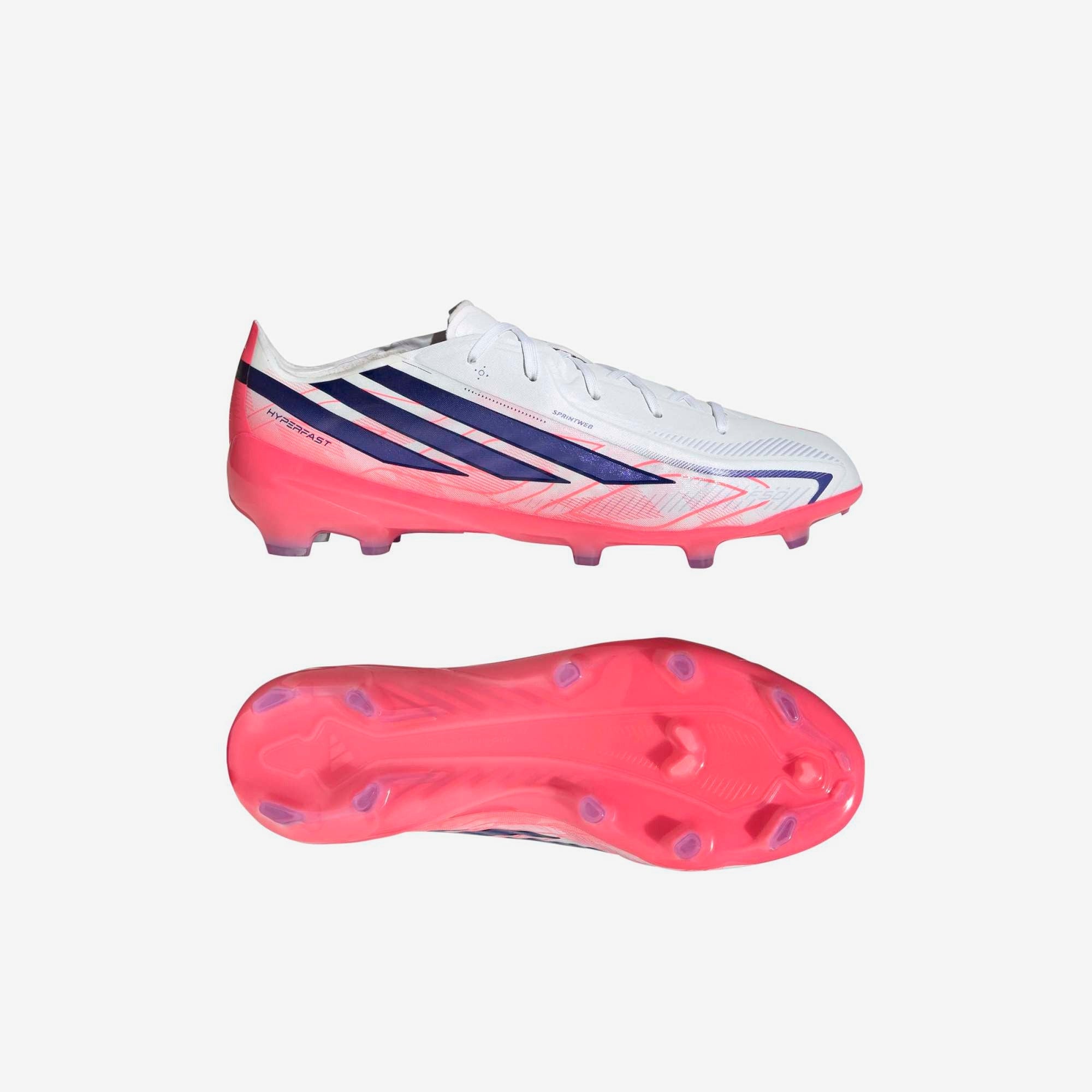adidas Jr. F50 Hyperfast Elite Big Kids' Firm-Ground Low-Top Soccer Cleats - Ftwr White / Solar Purple / Solar Turbo