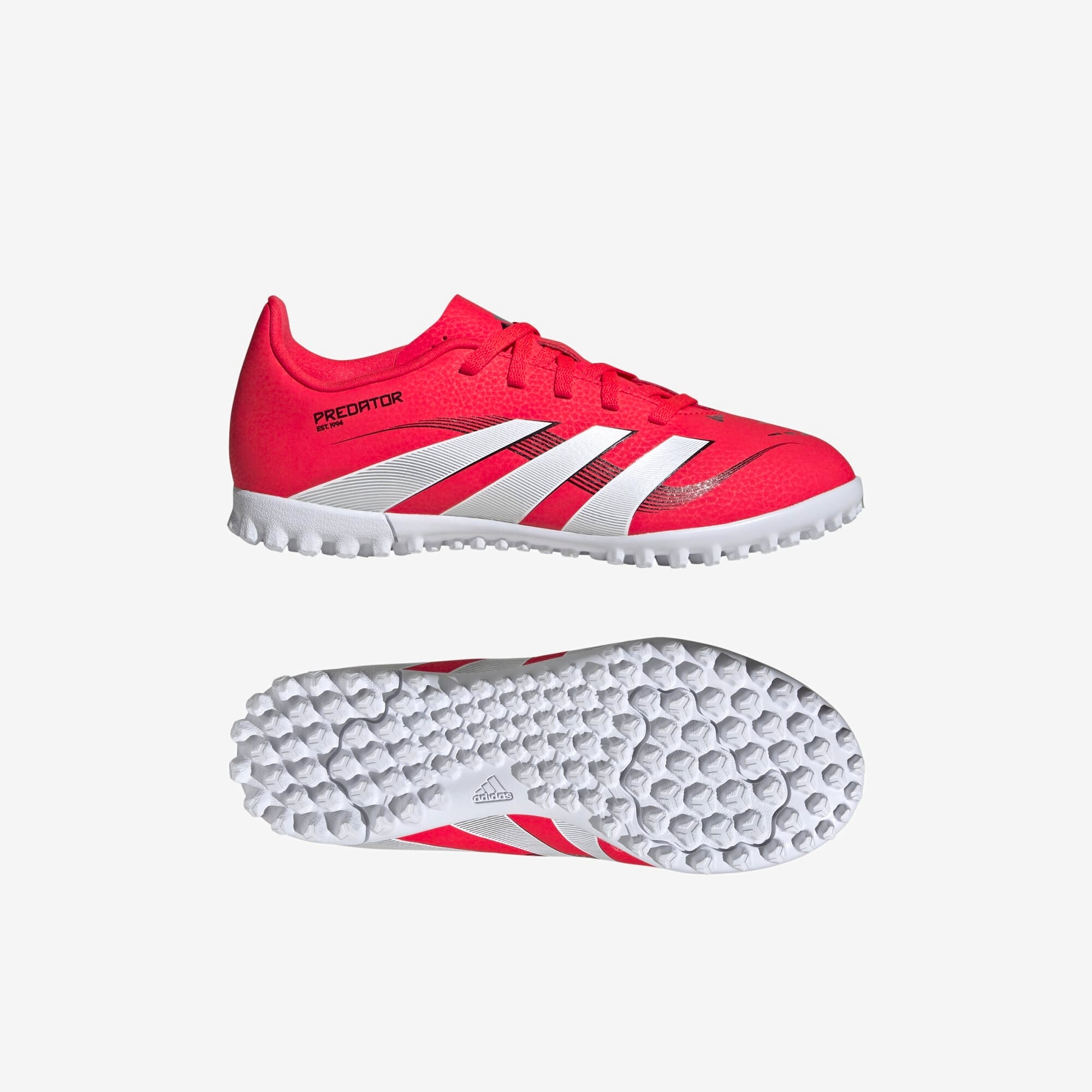 adidas Jr. Predator Club Little/Big Kids' TF Low-Top Soccer Shoes - Lucid Red / Cloud White / Core Black