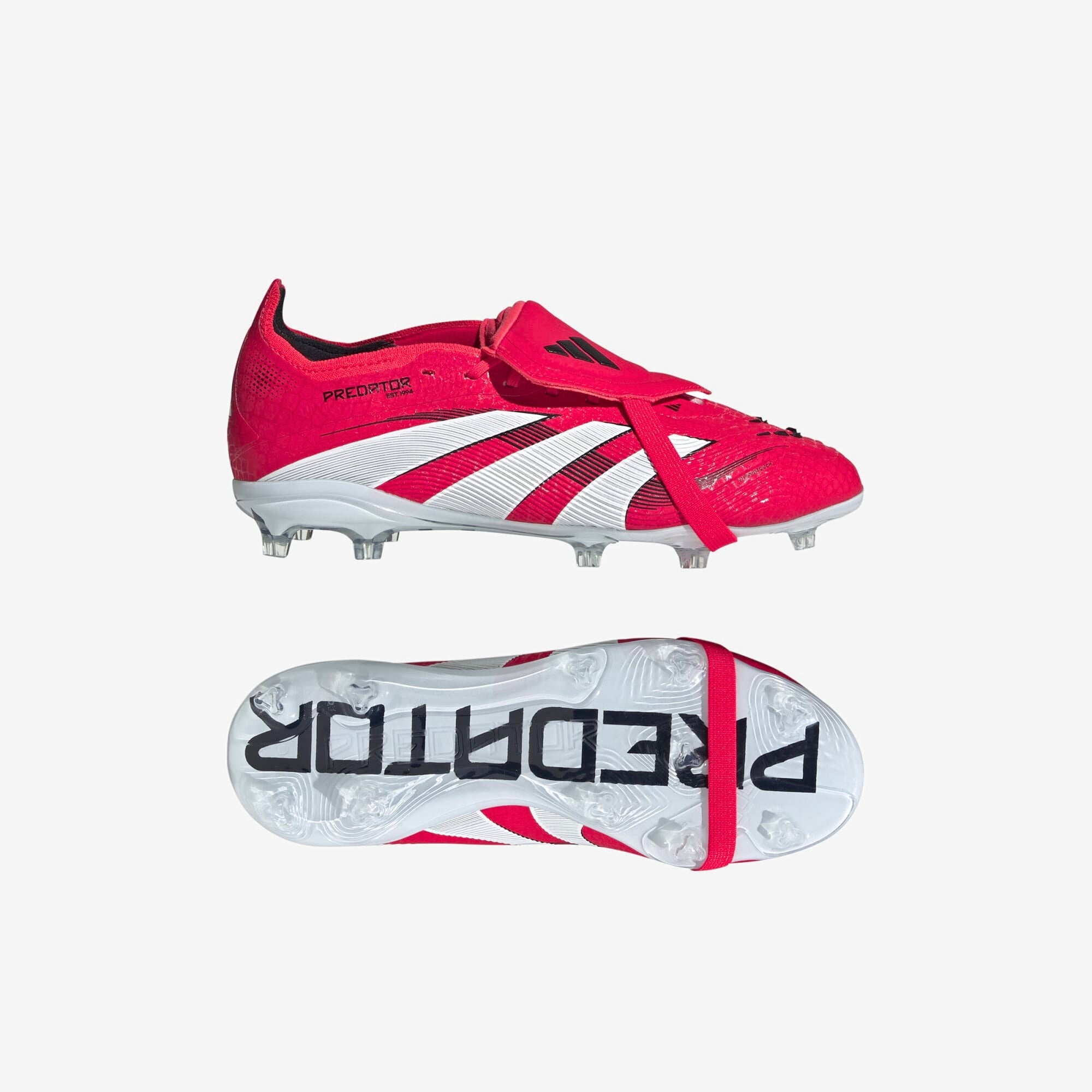 adidas Jr. Predator Elite Fold-Over Tongue Little/Big Kids' FG Low-Top Soccer Cleats - Lucid Red / Cloud White / Core Black