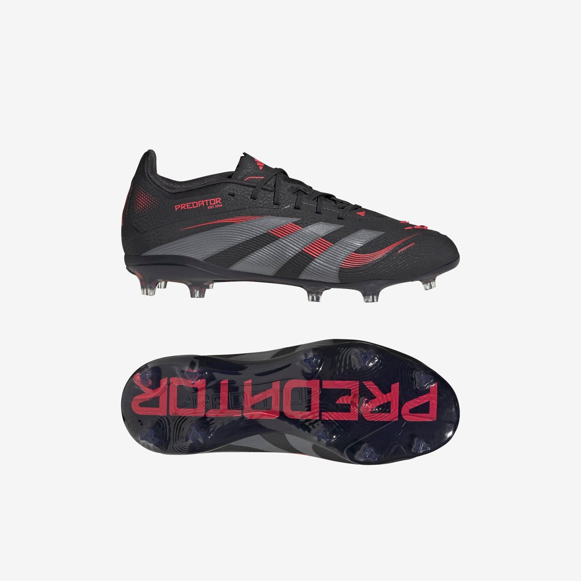 adidas Jr. Predator Elite Big Kids' FG Low-Top Soccer Cleats - Core Black / Grey Four / Lucid Red