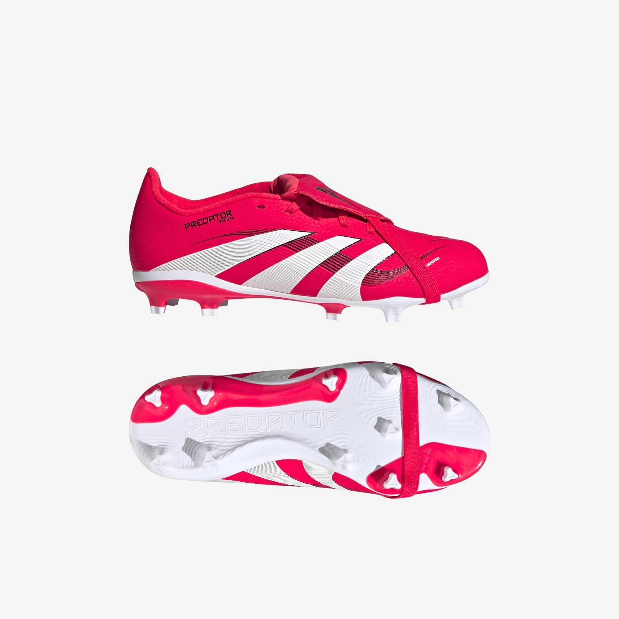 adidas Jr. Predator League Fold-Over Tongue Little/Big Kids' FG Low-Top Soccer Cleats - Lucid Red / Cloud White / Core Black