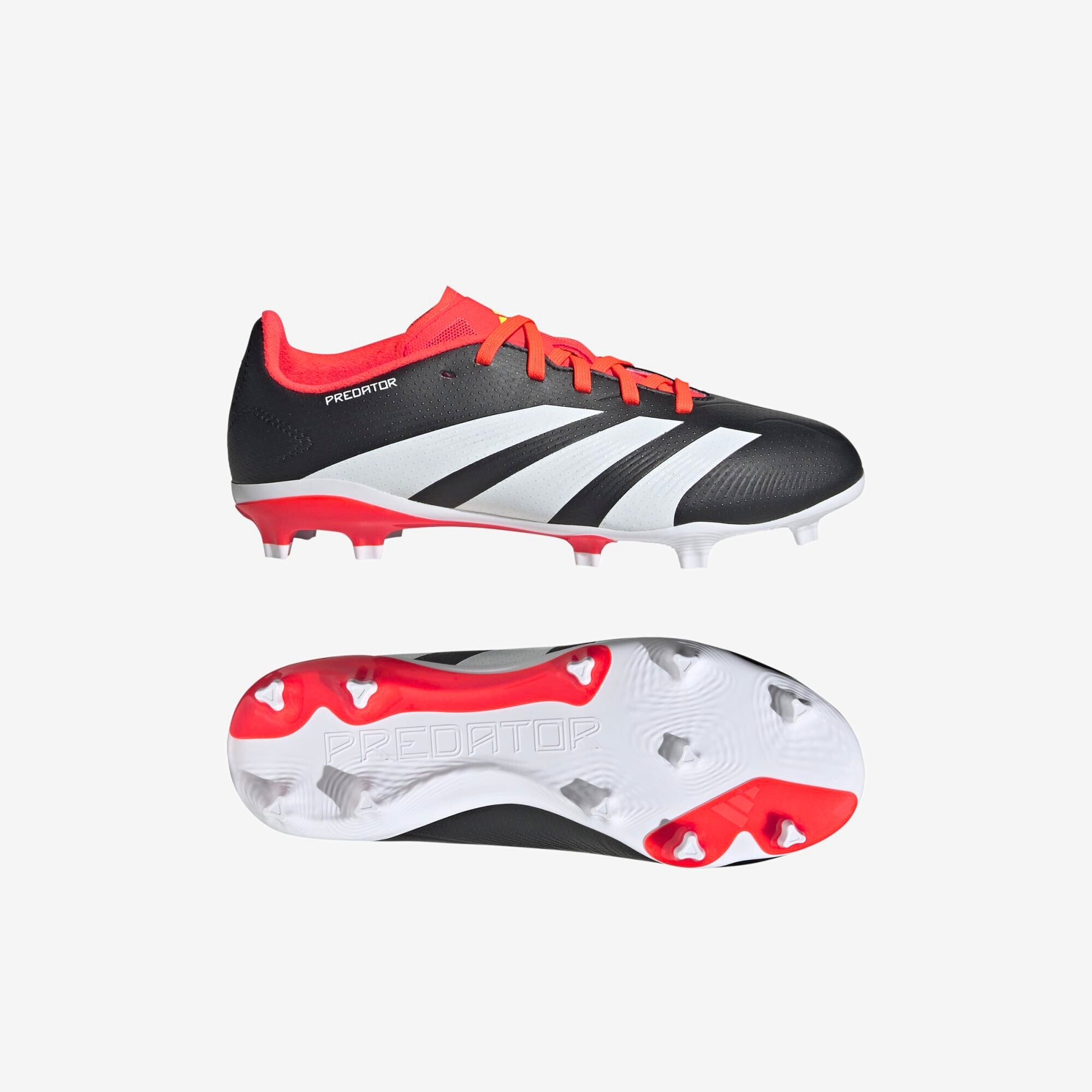 adidas Jr. Predator League Little/Big Kids' FG Low-Top Soccer Cleats - Core Black / Cloud White / Solar Red