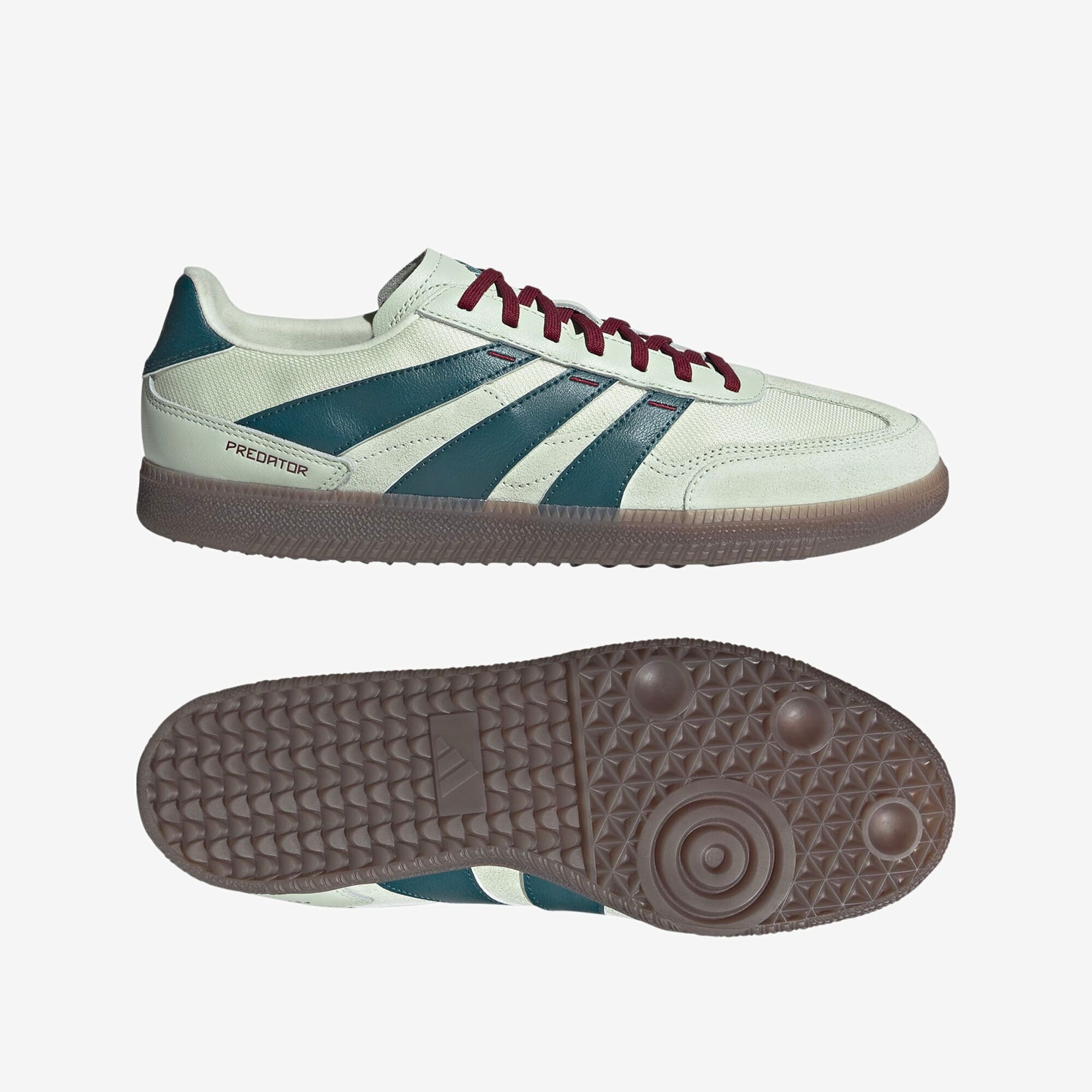 adidas Mexico Predator Freestyle IC Low-Top Soccer Shoes - Linen Green / Mystery Green / Team Coll Burgundy 2