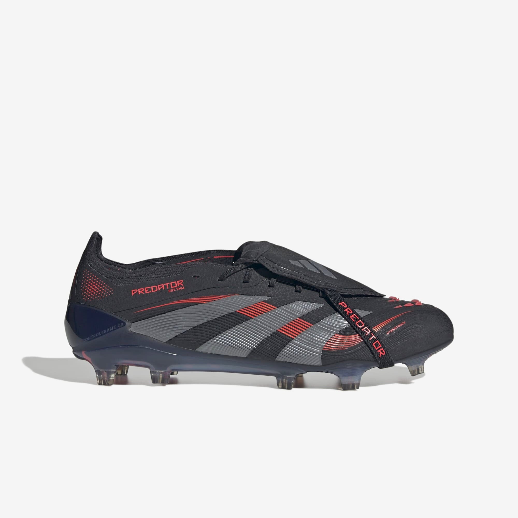 adidas Predator Elite Fold-Over Tongue FG Low-Top Soccer Cleats - Core Black / Grey Four / Lucid Red