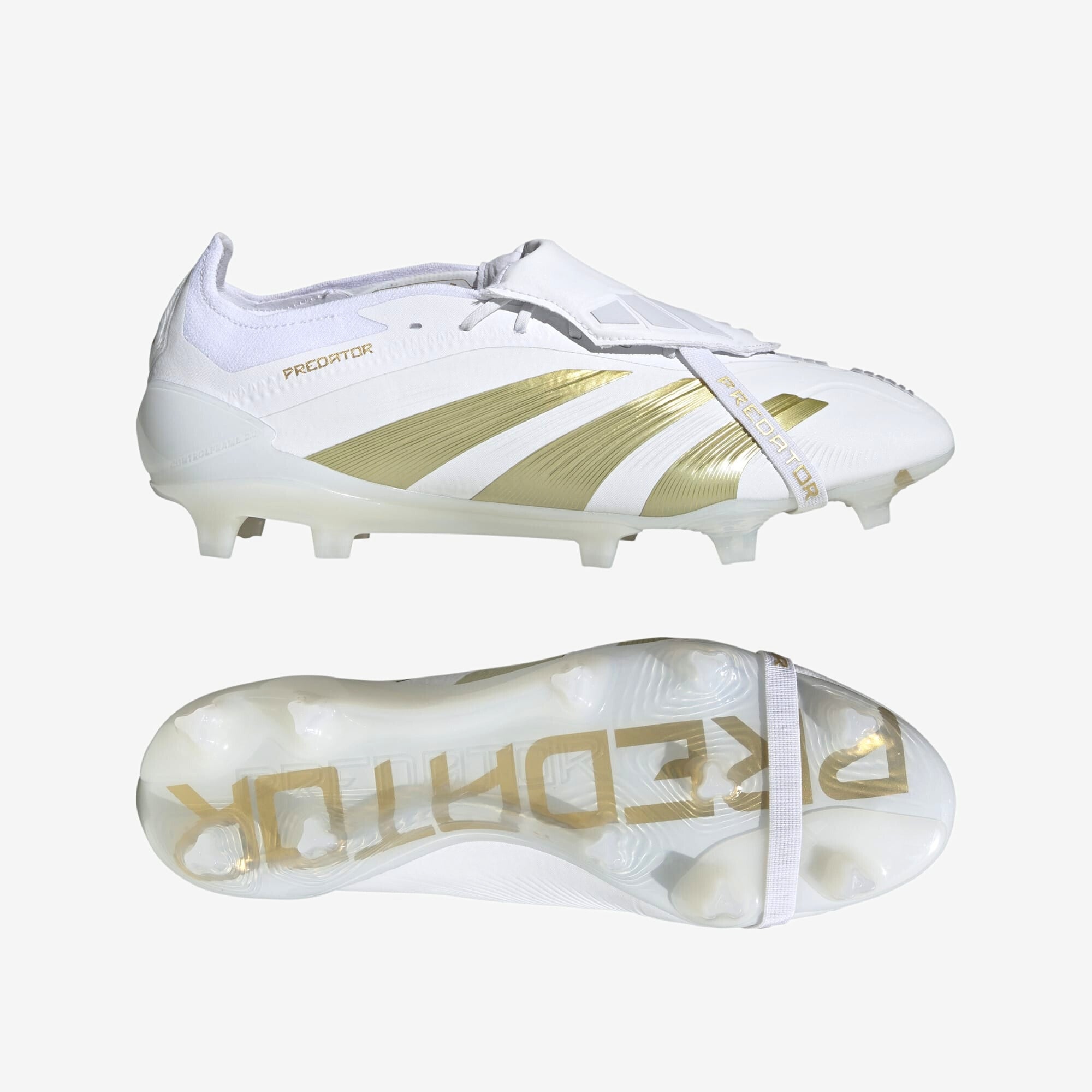 adidas Predator Elite Fold-Over Tongue FG Low-Top Soccer Cleats - Cloud White / Gold Metallic / Cloud White