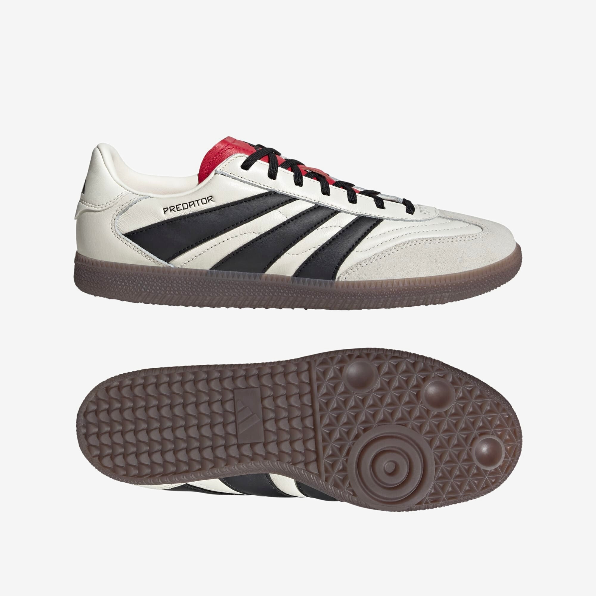 adidas Predator Freestyle IC Low-Top Soccer Shoes - Off White / Core Black / Pure Ruby