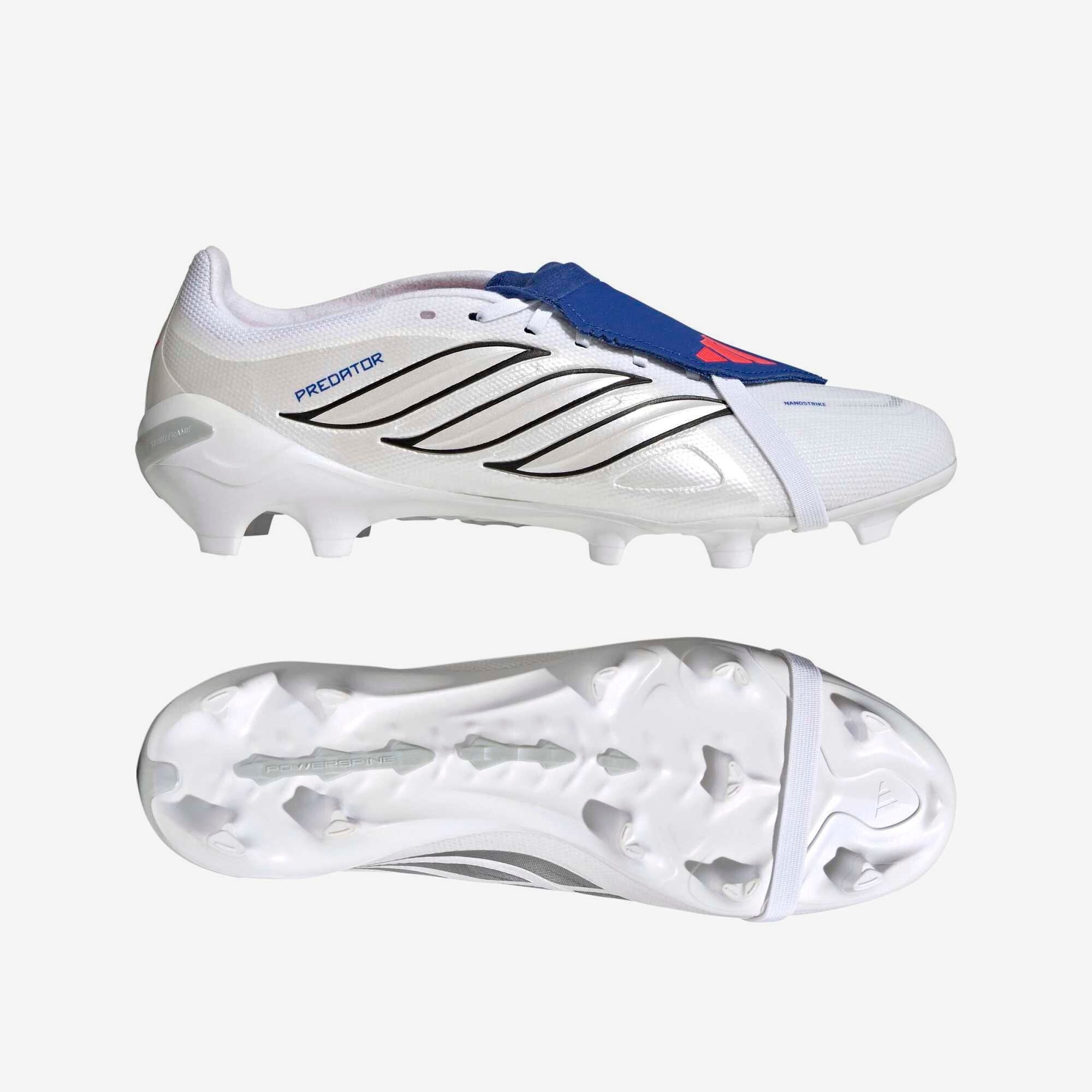 adidas Predator League Fold-Over Tongue Firm-Ground Low-Top Soccer Cleats - Cloud White / Zero Metalic / Royal Blue