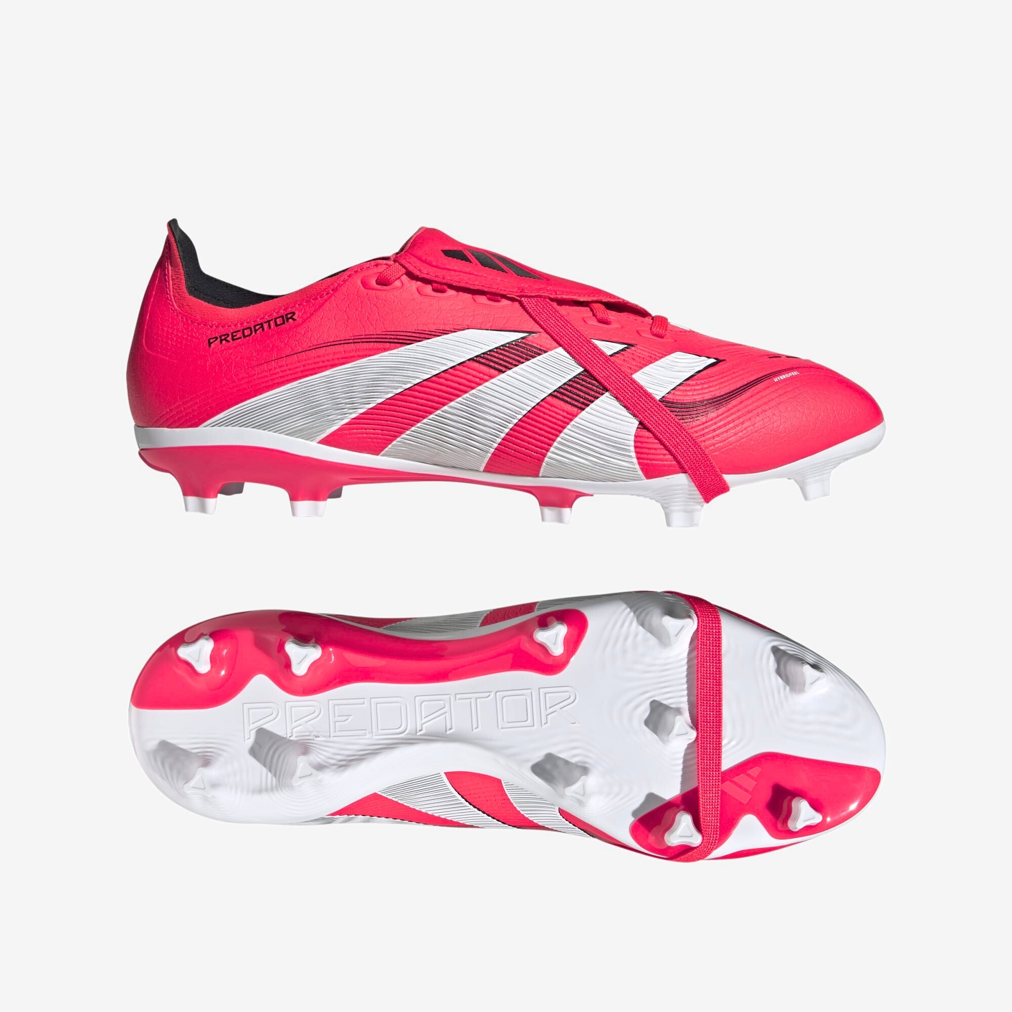 adidas Predator League Fold-Over Tongue FG/MG Low-Top Soccer Cleats - Lucid Red / Cloud White / Core Black