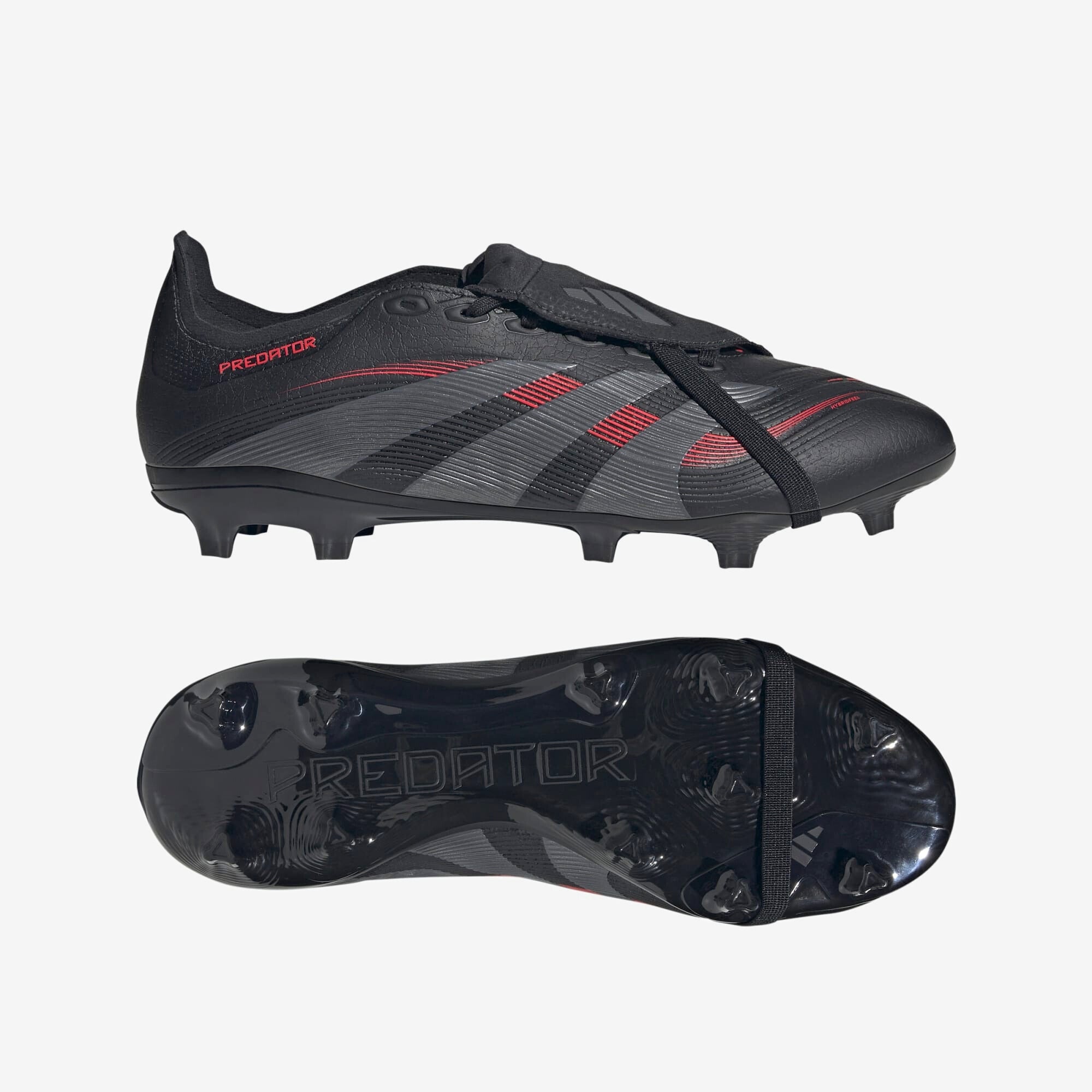 adidas Predator League Fold-Over Tongue FG/MG Low-Top Soccer Cleats - Core Black / Grey Four / Lucid Red