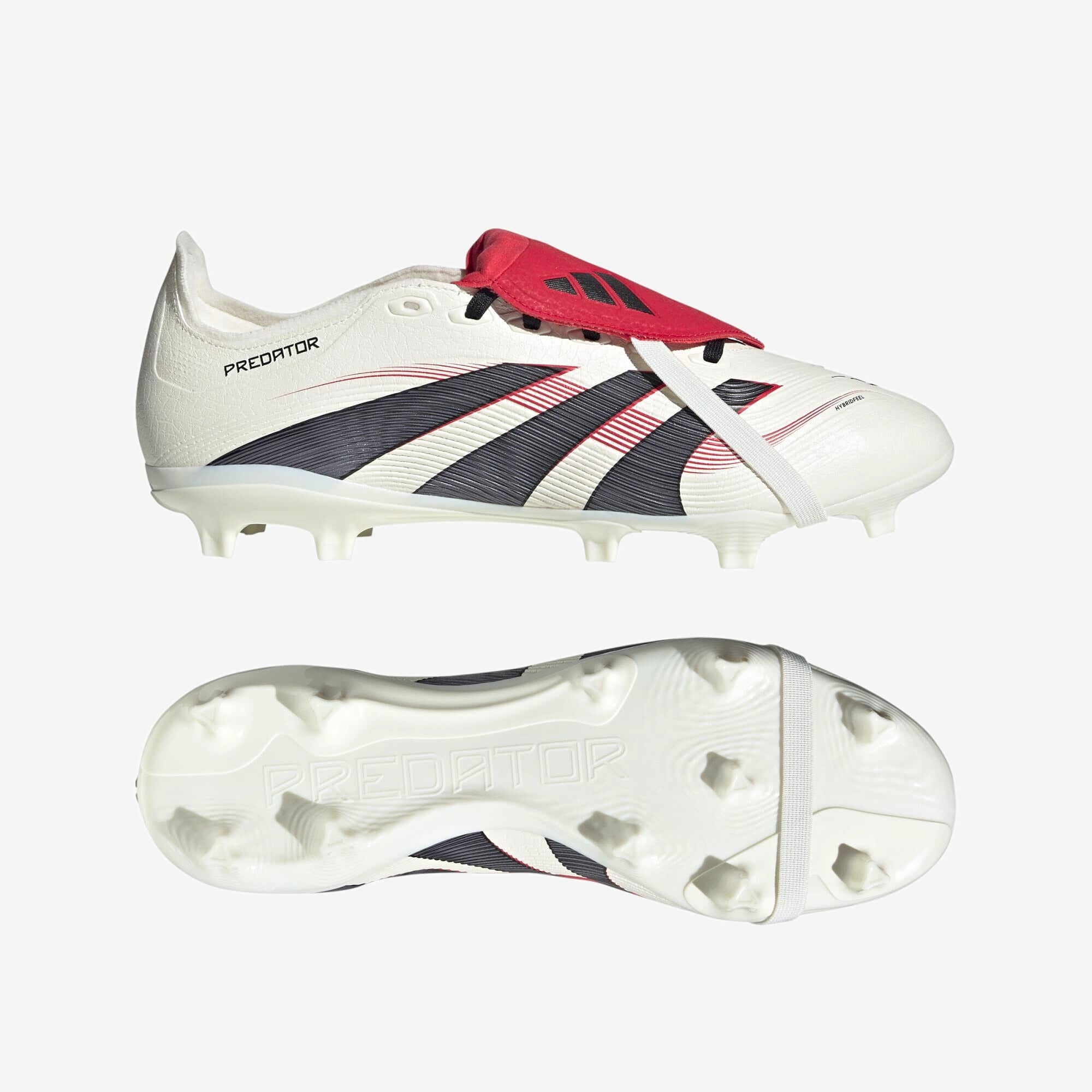 adidas Predator League Fold-Over Tongue FG/MG Low-Top Soccer Cleats - Off White / Core Black / Pure Ruby