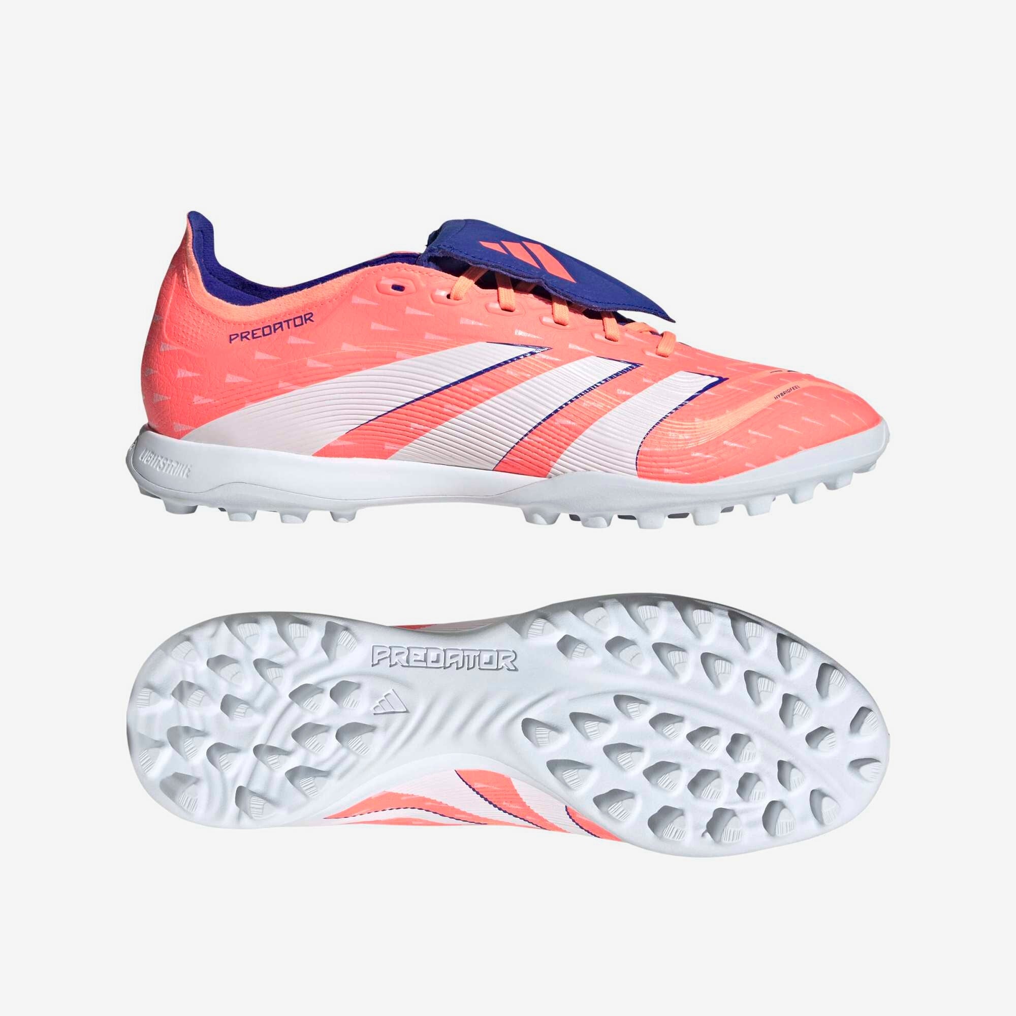 adidas Predator League Fold-Over Tongue Turf Low-Top Soccer Shoes - Signal Coral / Cloud White / Beam Orange