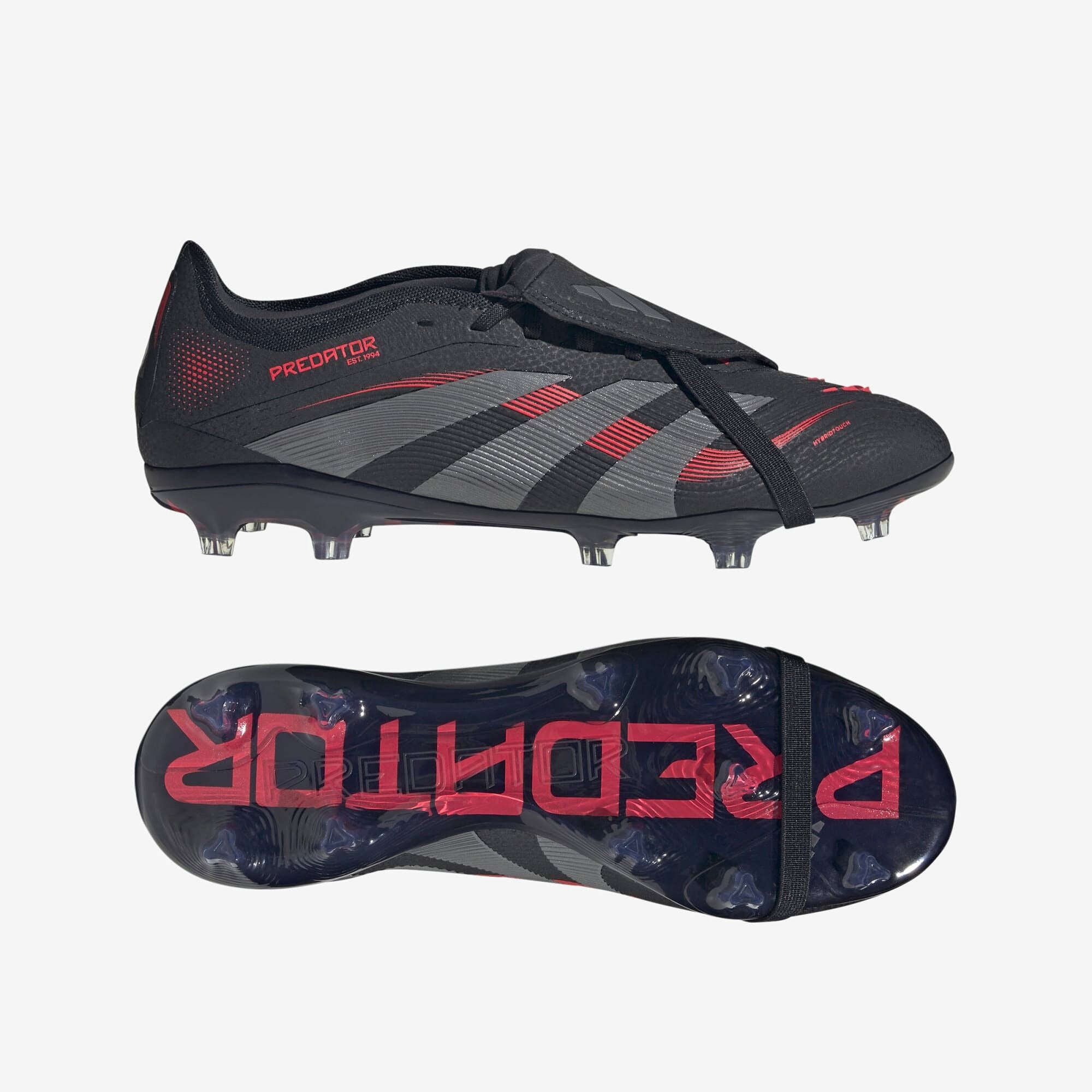 adidas Predator Pro Fold-Over Tongue FG Low-Top Soccer Cleats - Core Black / Grey Four / Lucid Red