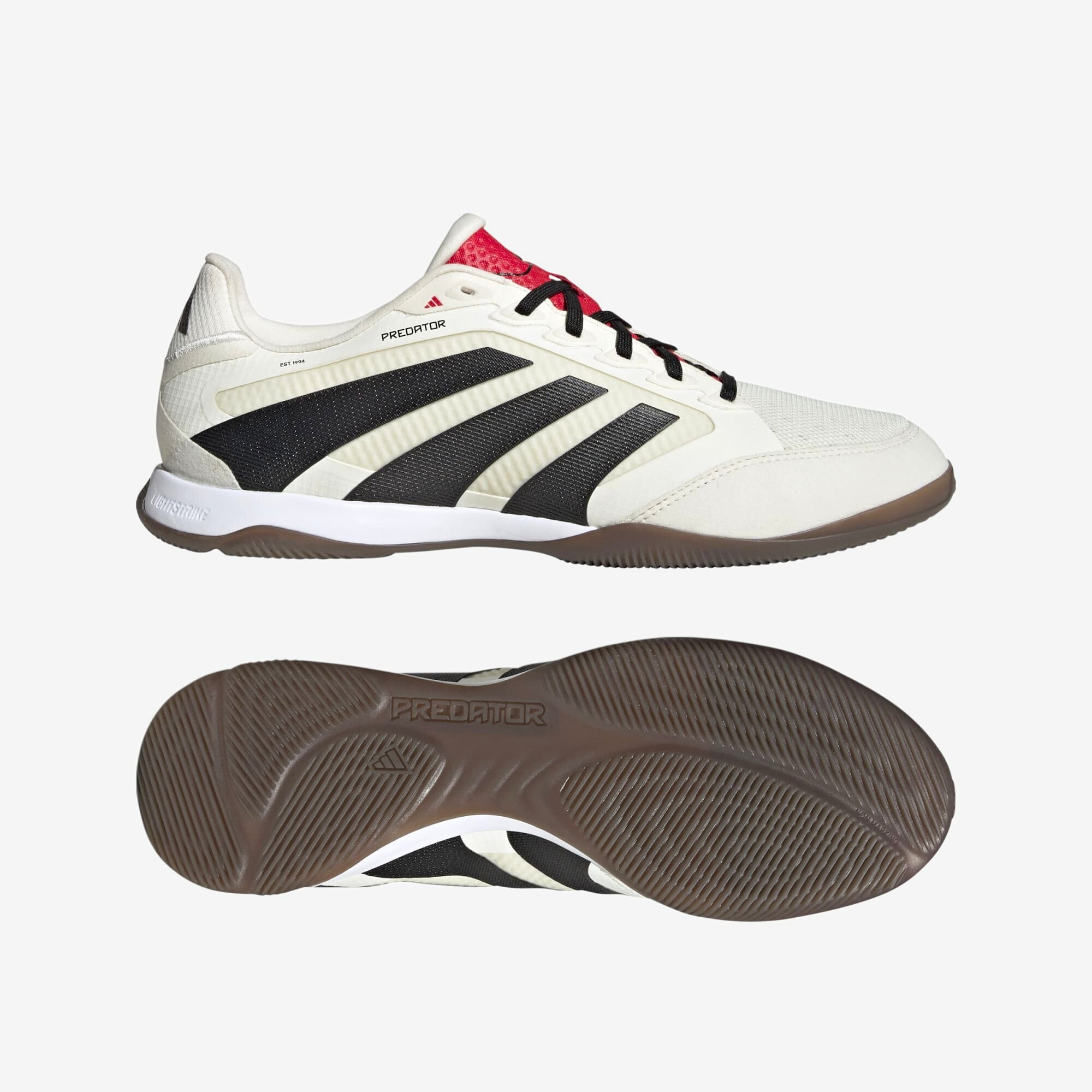 adidas Predator Pro IC Low-Top Soccer Shoes - Off White / Core Black / Pure Ruby