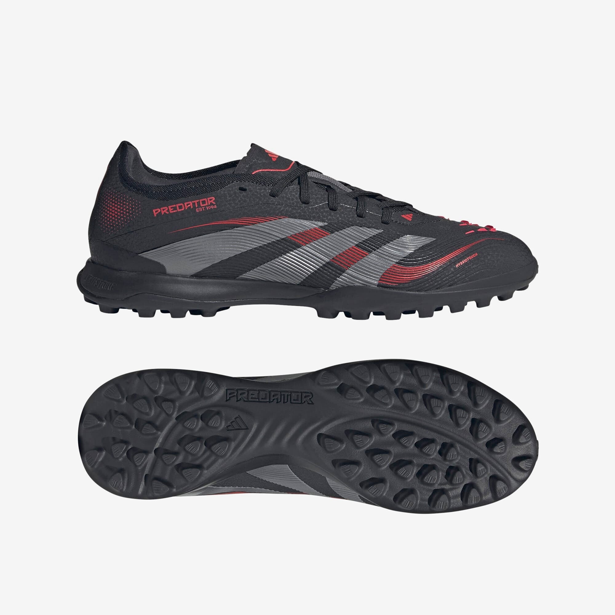 adidas Predator Pro TF Low-Top Soccer Shoes - Core Black / Grey Four / Lucid Red