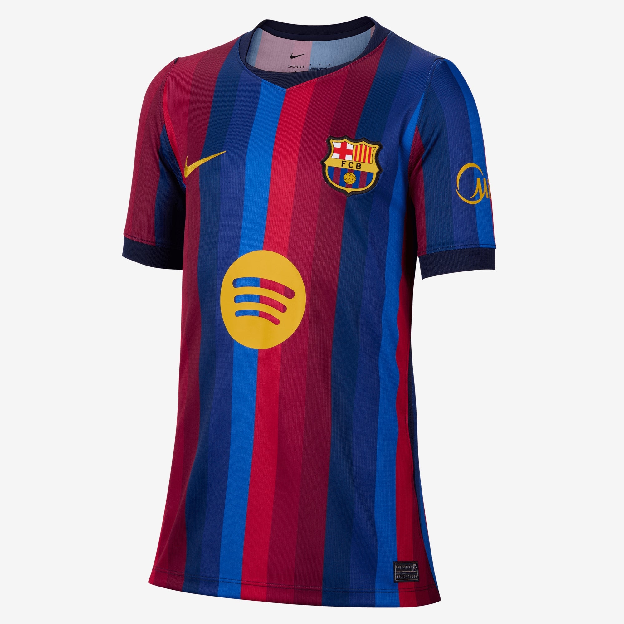 Nike FC Barcelona 2026/27 Stadium Home Big Kids' Dri-FIT Soccer Replica Jersey - Deep Garnet/Blue Void/Mineral Yellow