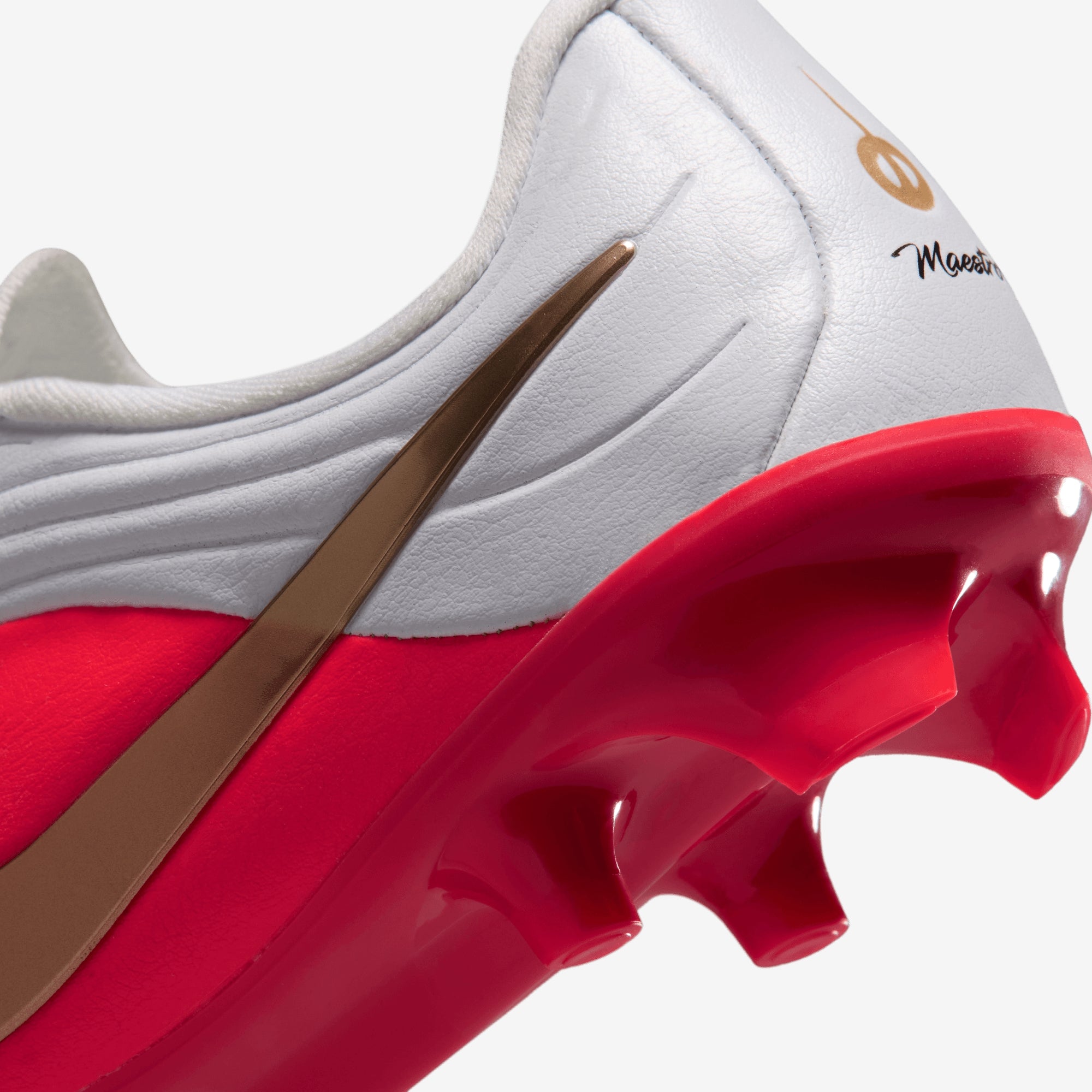 Nike Jr. Tiempo Maestro Academy Little Kids' Multi-Ground Low-Top Soccer Cleats - White/Blur-Bright Crimson