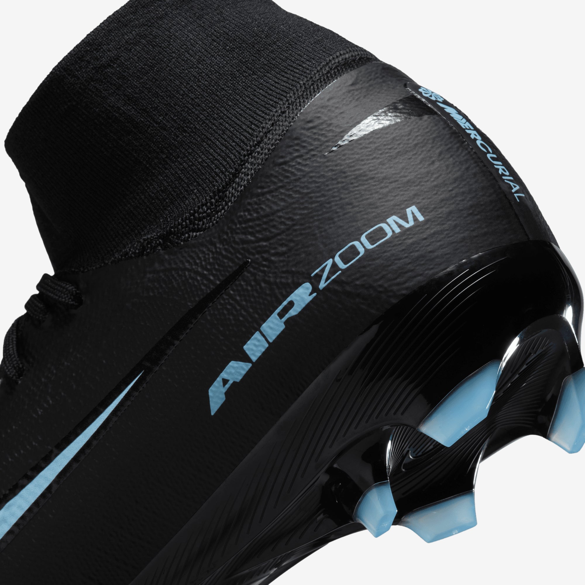 Nike Mercurial Superfly 10 Pro Firm-Ground High-Top Soccer Cleats - Black/Ice Blue