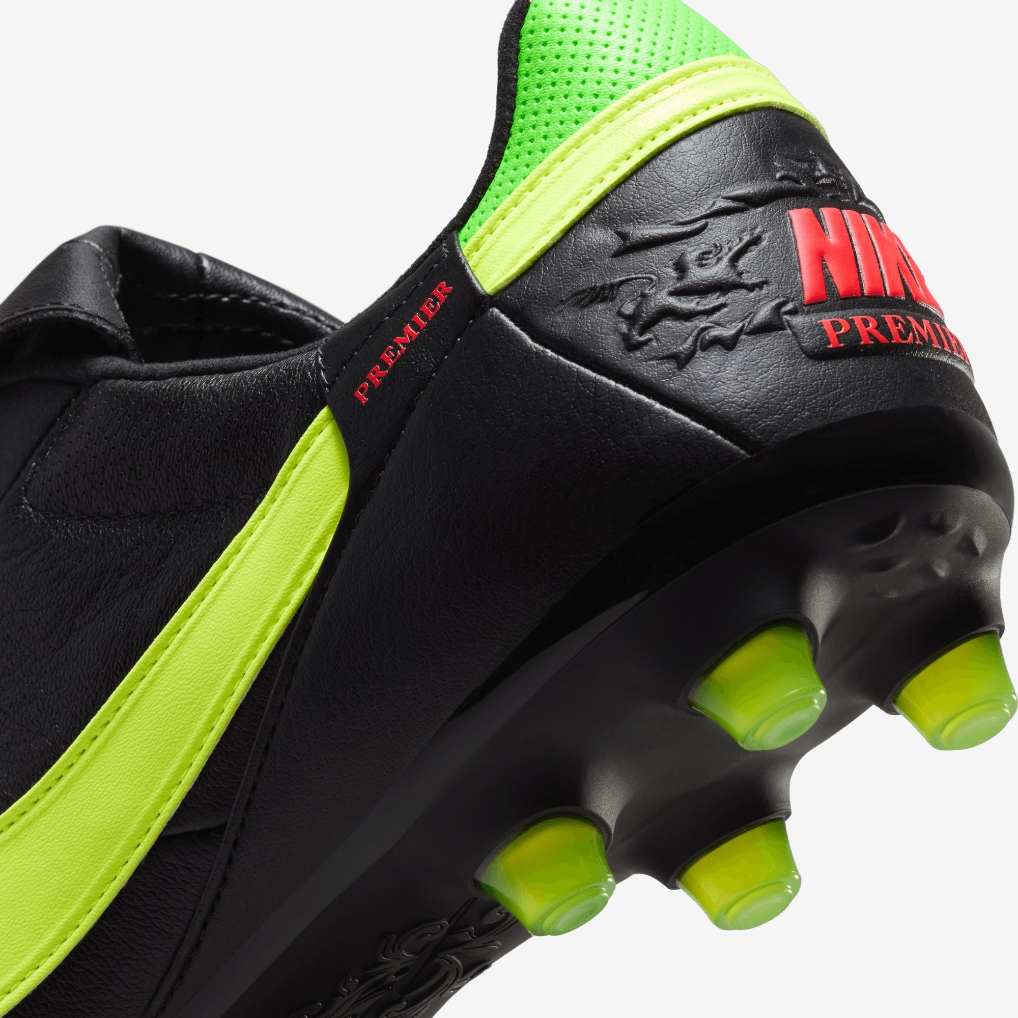 Nike Premier 3 FG Low-Top Soccer Cleats - Black/Volt-Green Strike-Bright Crimson