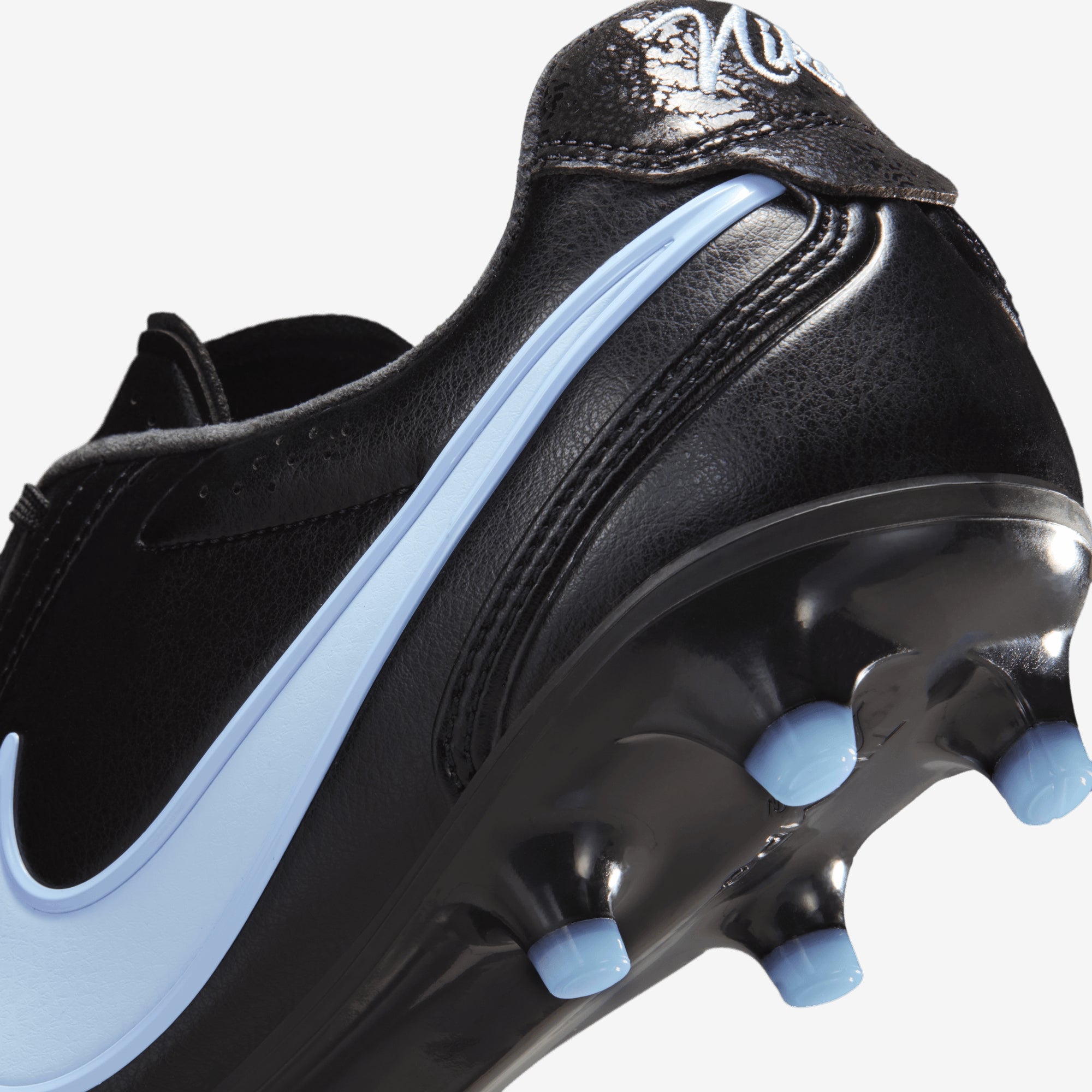 Nike Tiempo Ligera Pro Firm-Ground Low-Top Soccer Cleats - Black/Obsidian-Ice Blue