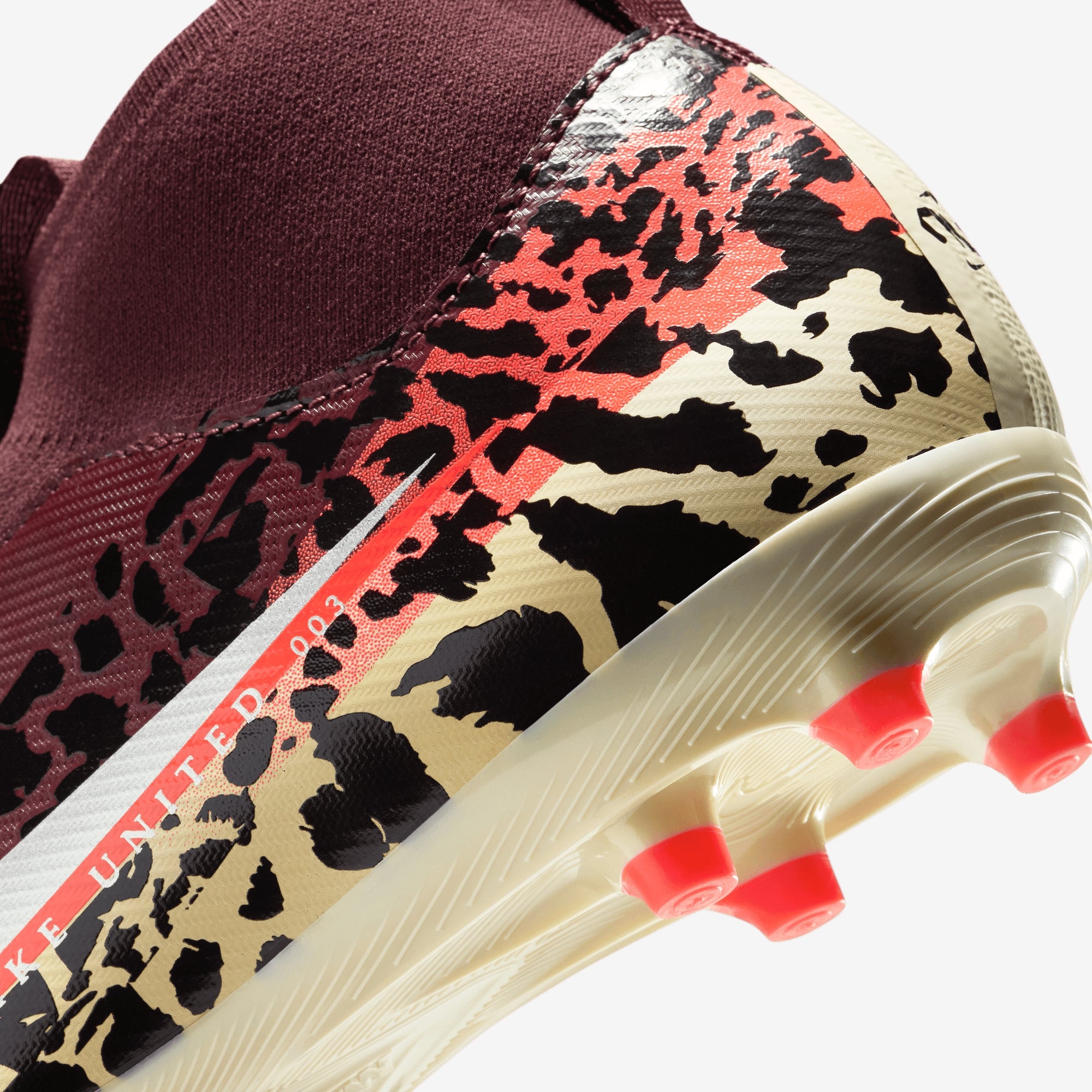 Nike United Jr. Mercurial Superfly 10 Academy Big Kids' Multi-Ground High-Top Soccer Cleats - Burgundy Crush/Metallic Silver