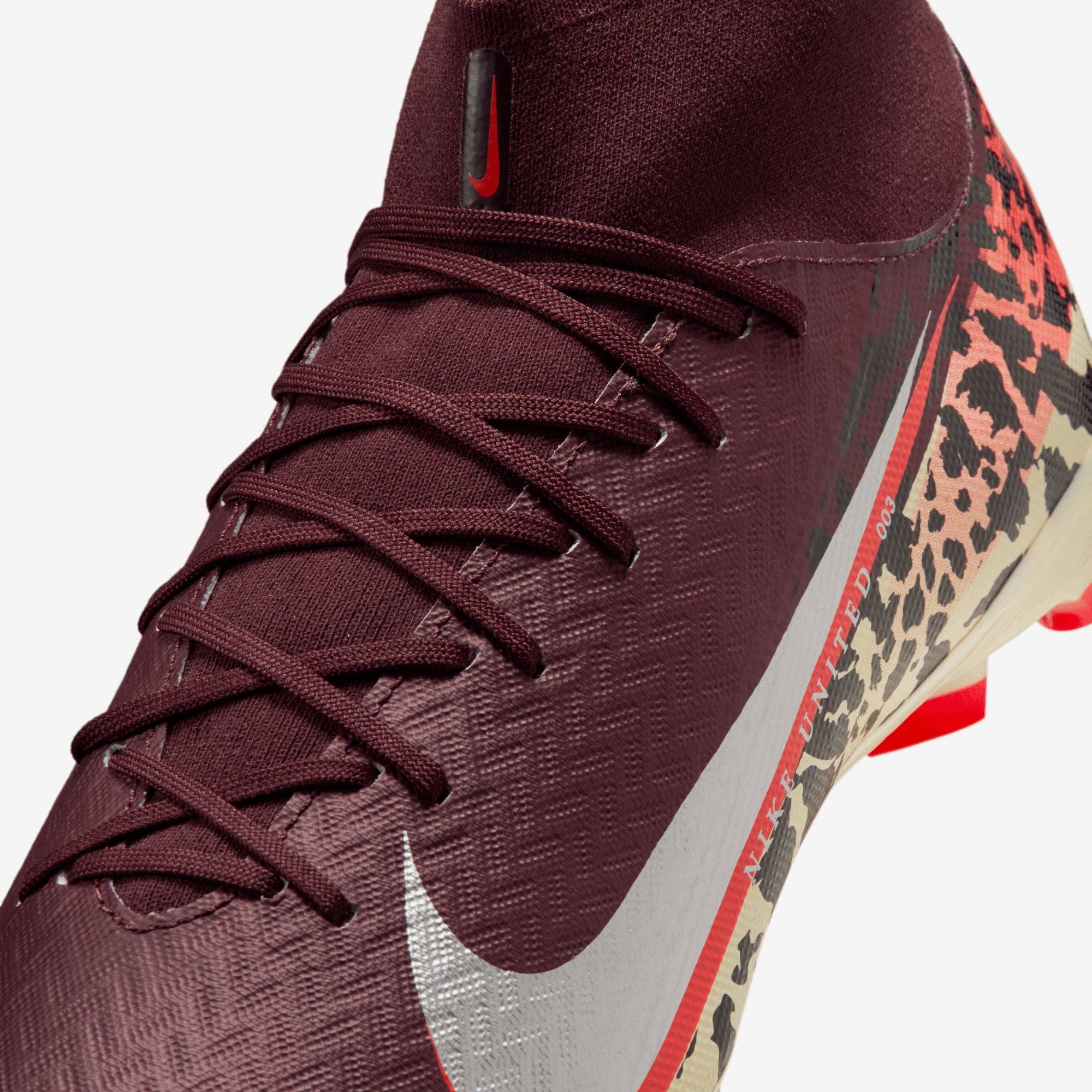 Nike United Mercurial Superfly 10 Academy Multi-Ground High-Top Soccer Cleats - Burgundy Crush/Metallic Silver