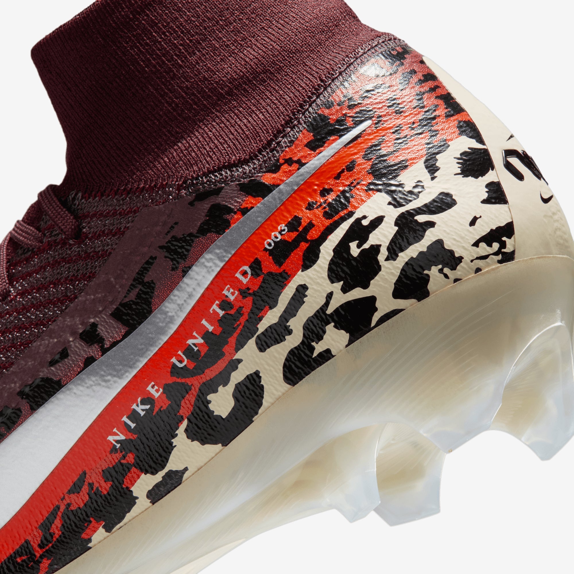 Nike United Superfly 10 Elite Firm-Ground High-Top Soccer Cleats - Burgundy Crush/Metallic Silver