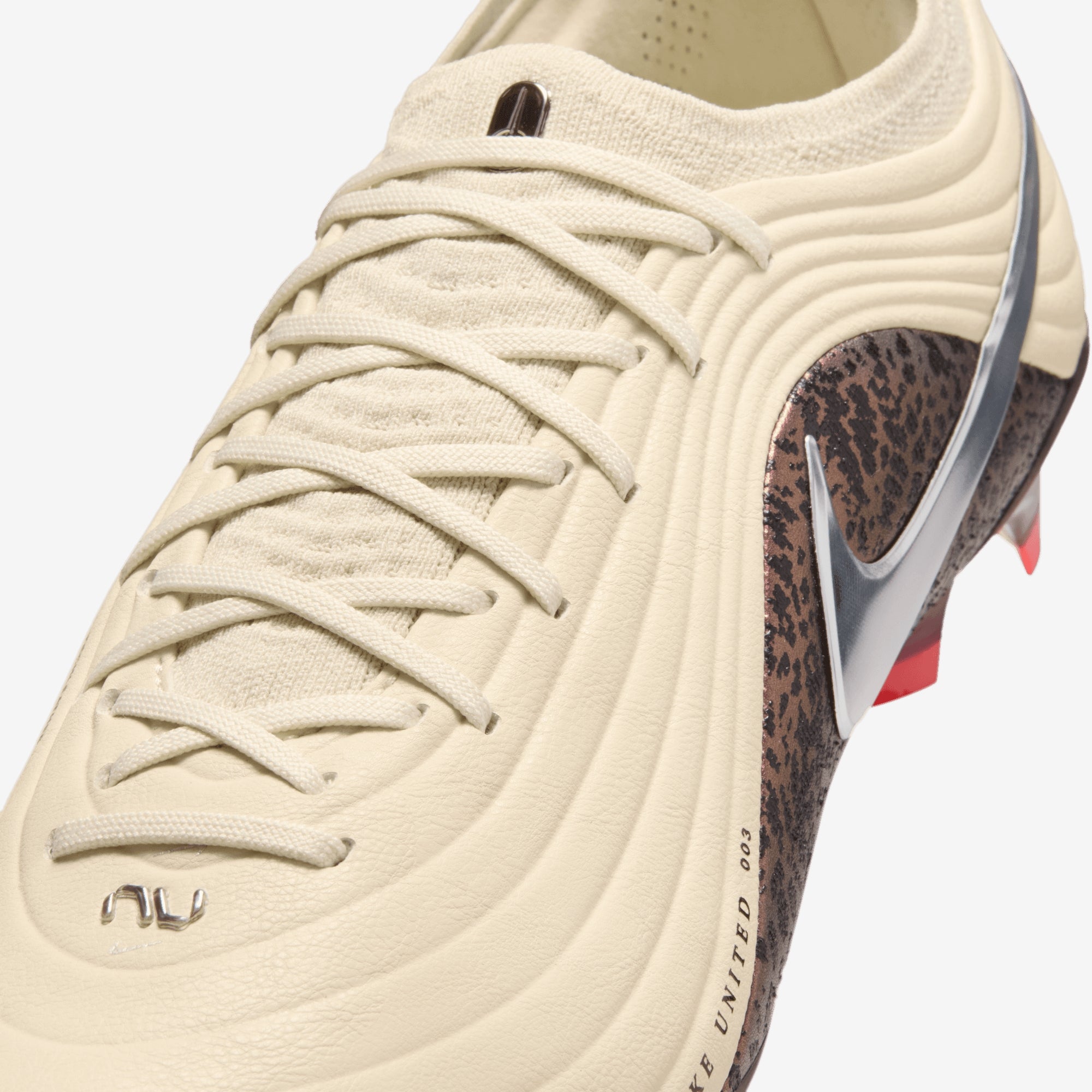 Nike United Tiempo Maestro Elite Firm-Ground Low-Top Soccer Cleats - Fossil/Metallic Silver-Burgundy Crush