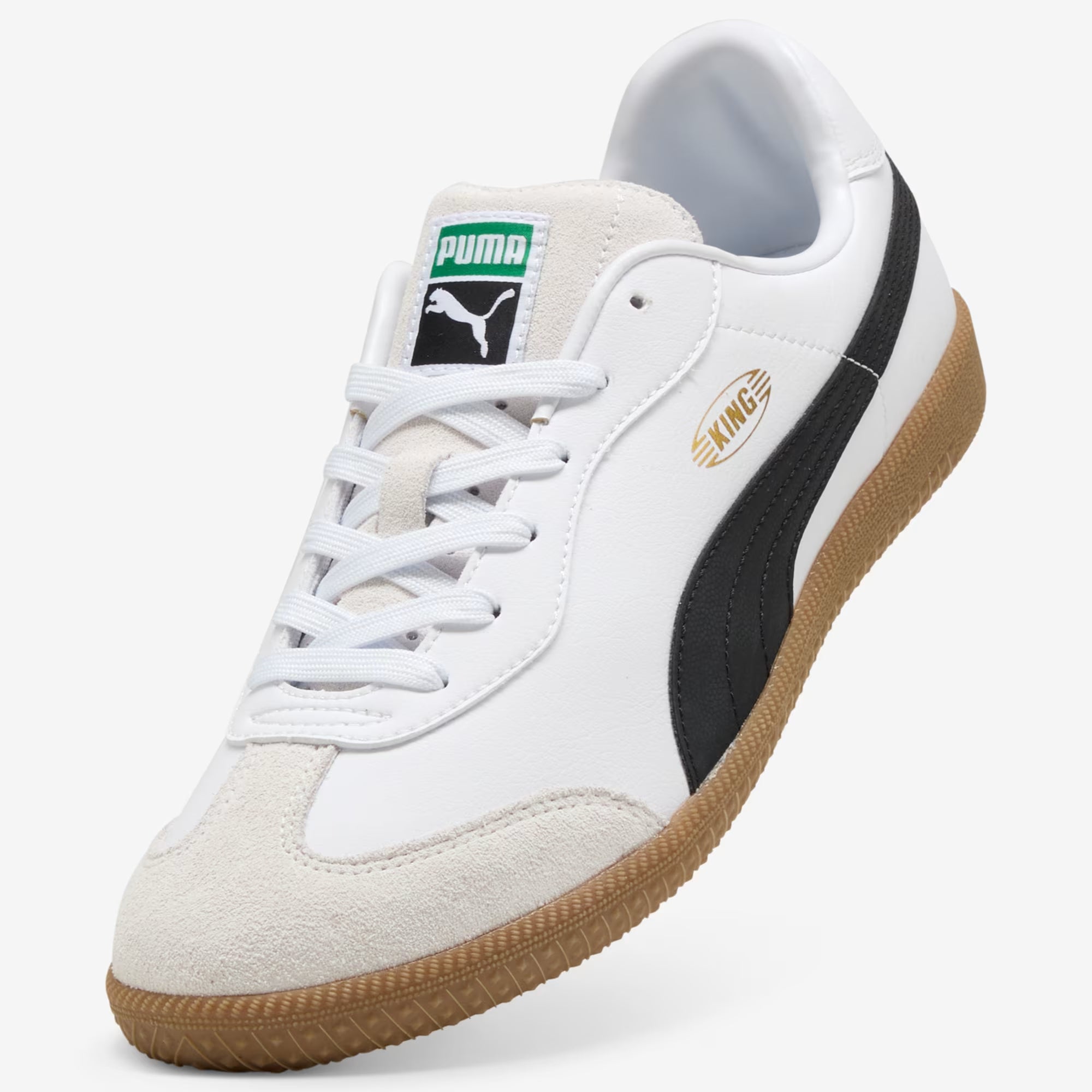 PUMA KING 21 Indoor/Court Low-Top Soccer Shoes - Puma White-Puma Black-Gum