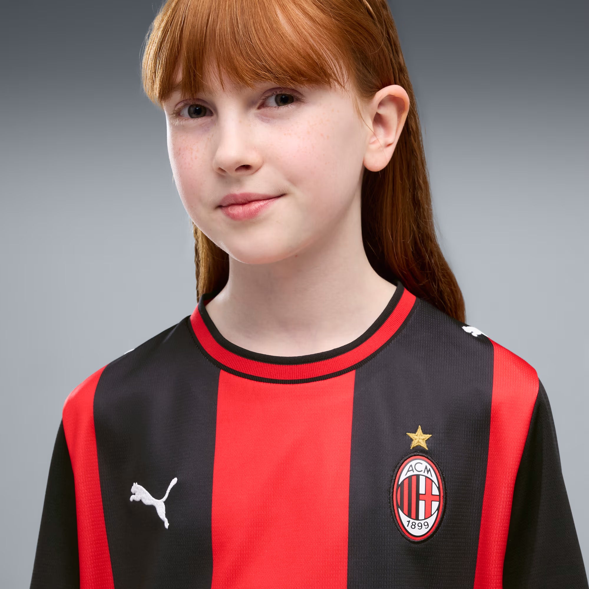 PUMA AC Milan 2026/27 Stadium Home Big Kids' Soccer Jersey - PUMA Black-For All Time Red