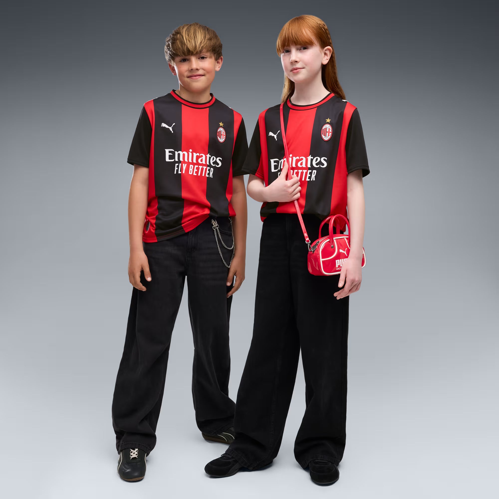 PUMA AC Milan 2026/27 Stadium Home Big Kids' Soccer Jersey - PUMA Black-For All Time Red