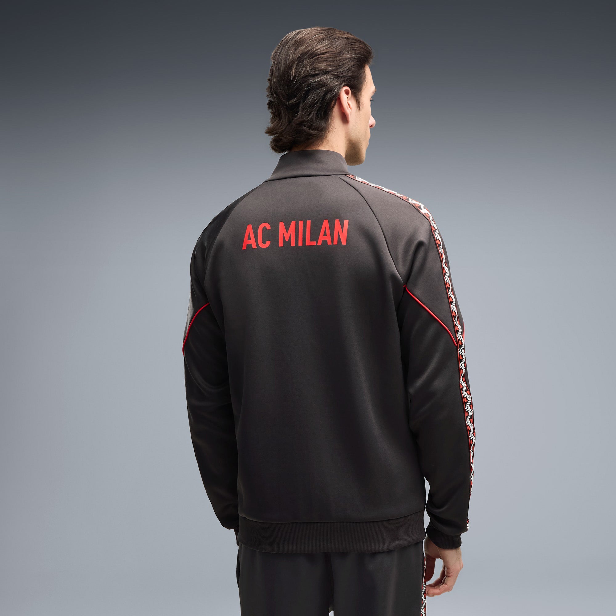 PUMA AC Milan KING Anthem Men's Full-Zip Soccer Track Jacket - Flat Dark Gray-For All Time Red