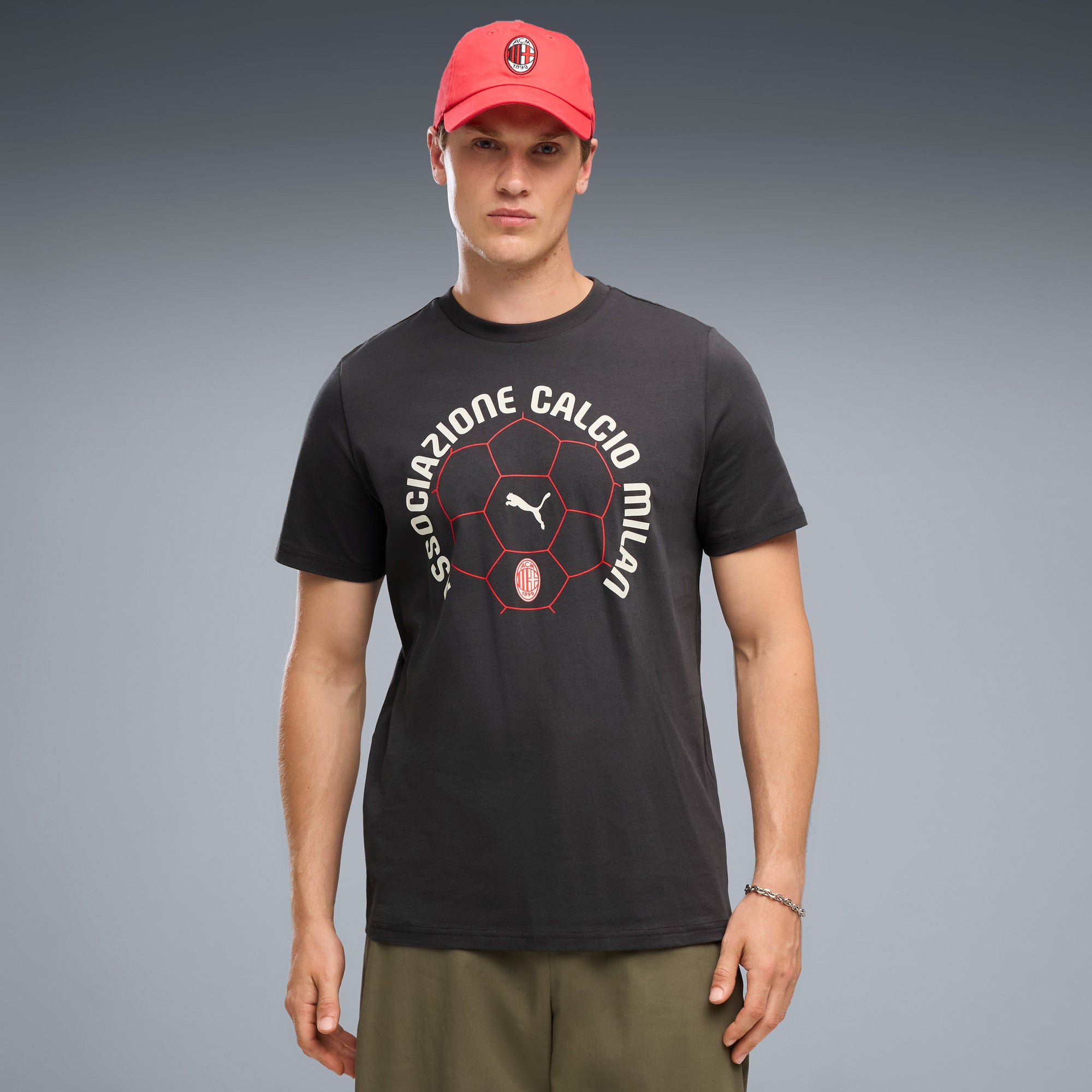PUMA AC Milan ftblCulture Men's Soccer Tee - Flat Dark Gray