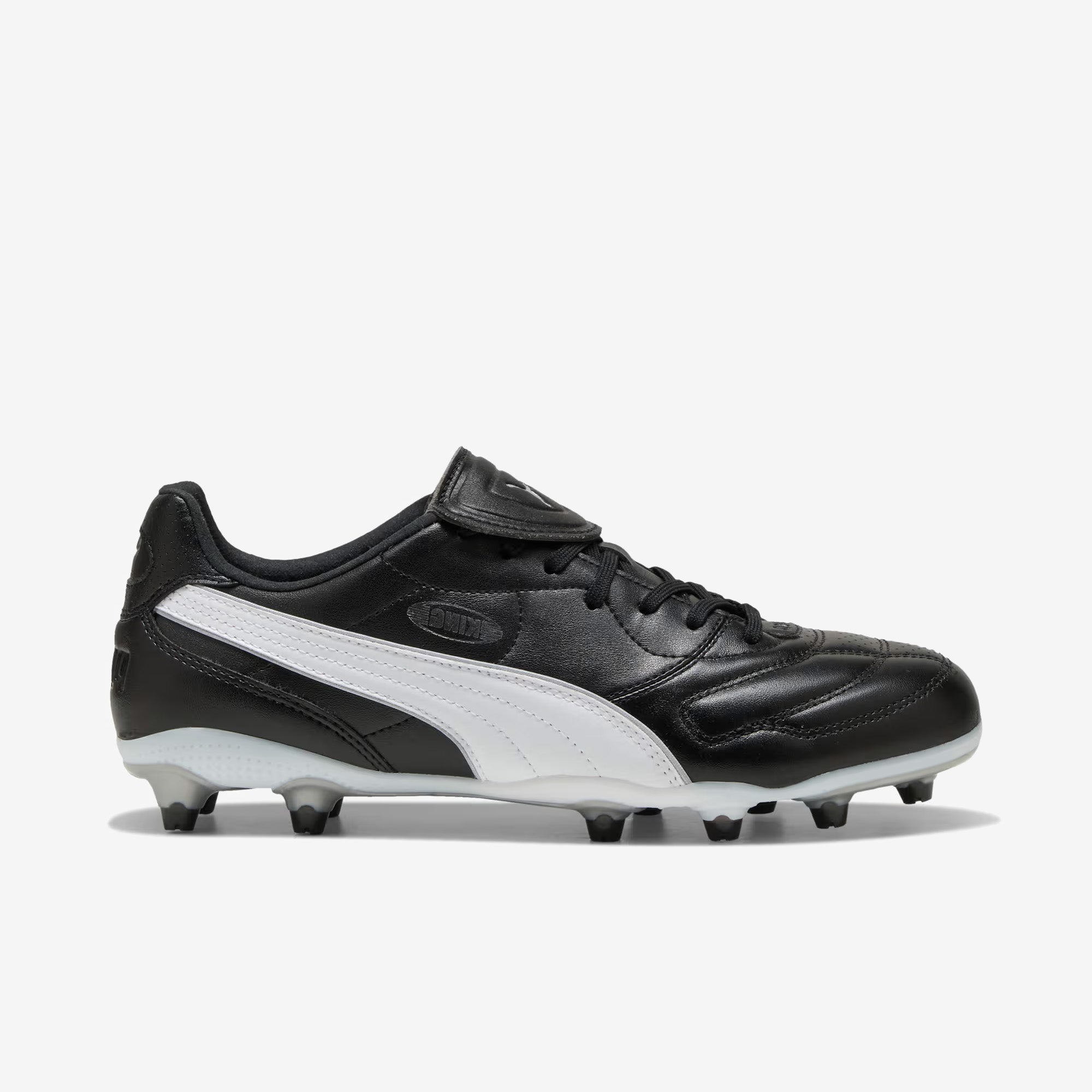 PUMA KING LIGA Firm/Artificial-Ground Low-Top Soccer Cleats - PUMA Black-PUMA Silver-PUMA White