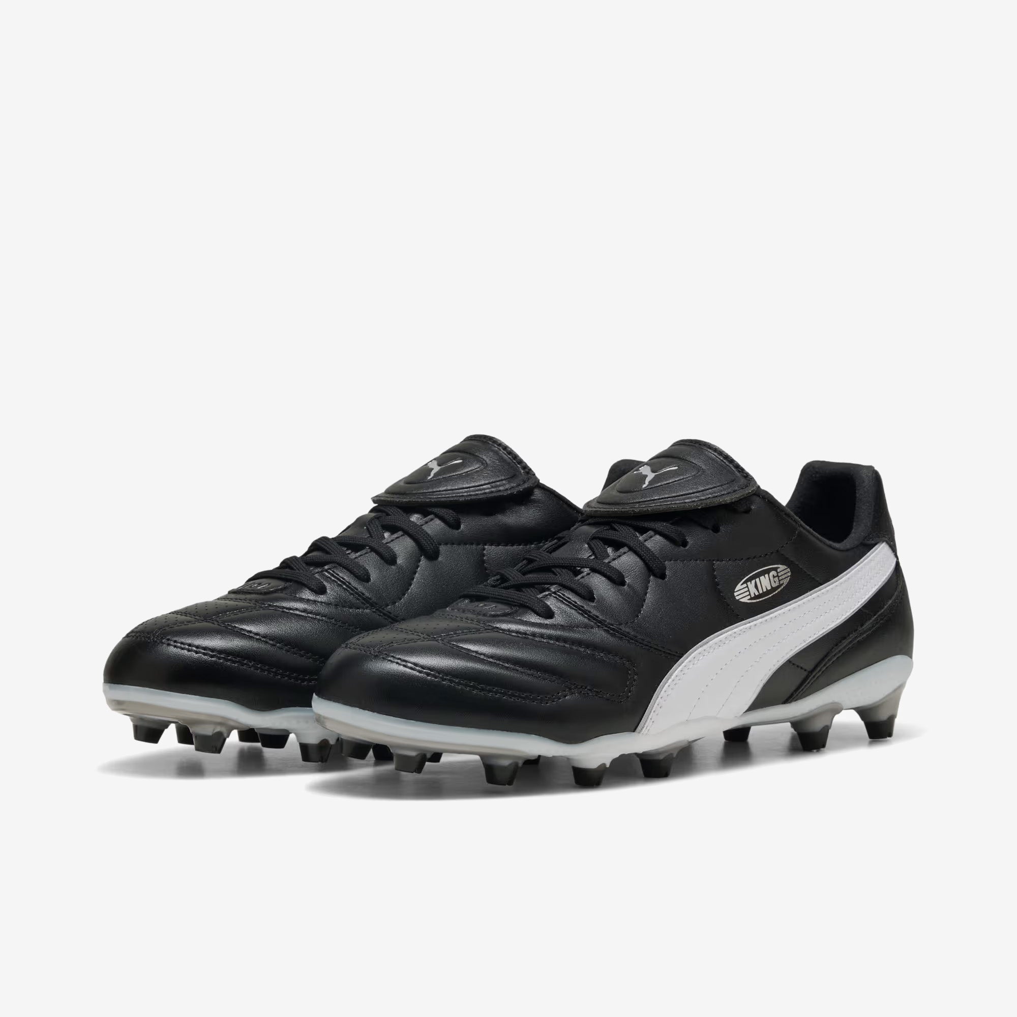 PUMA KING LIGA Firm/Artificial-Ground Low-Top Soccer Cleats - PUMA Black-PUMA Silver-PUMA White