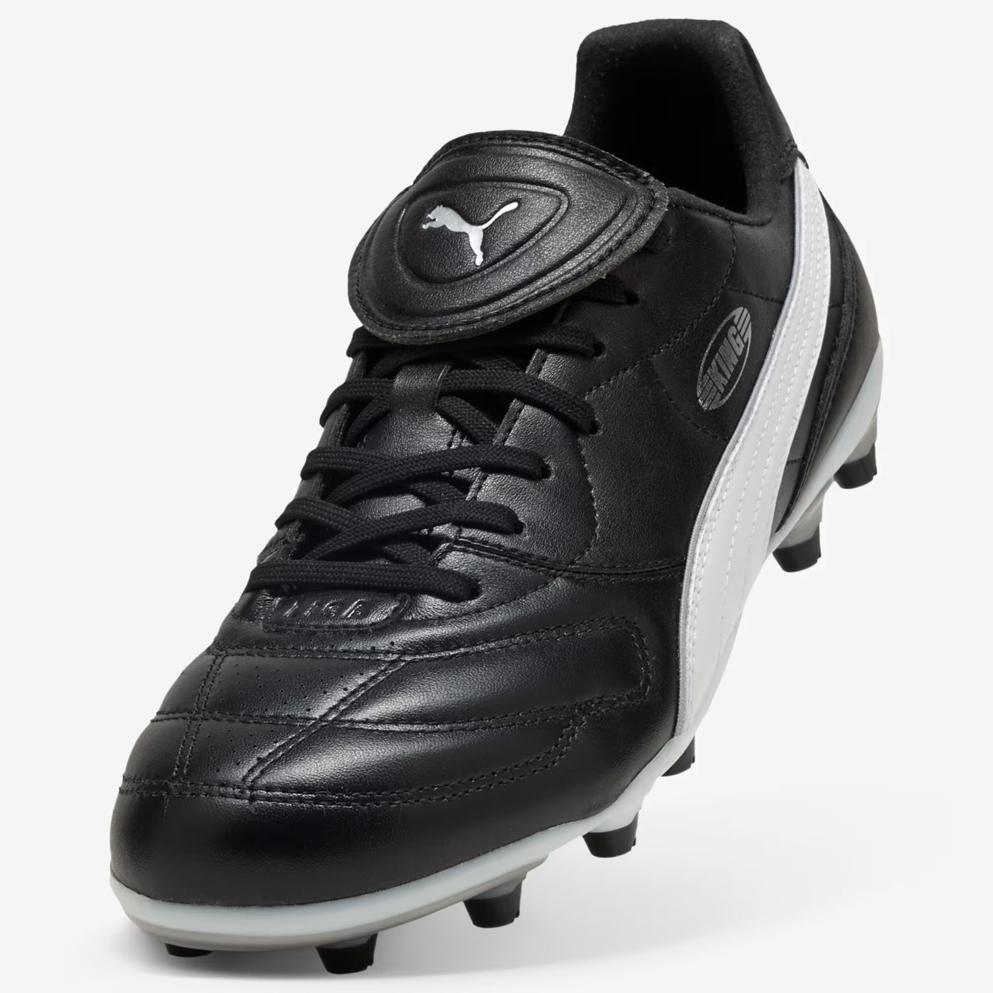 PUMA KING LIGA Firm/Artificial-Ground Low-Top Soccer Cleats - PUMA Black-PUMA Silver-PUMA White