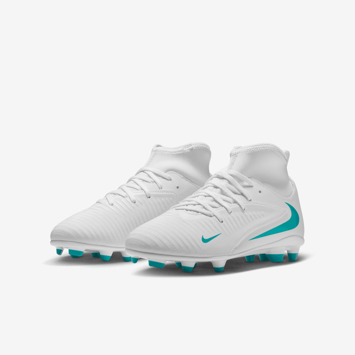 Nike Jr. Phantom 6 High Club Big Kids' Multi-Ground Soccer Cleats - White/Dusty Cactus-White