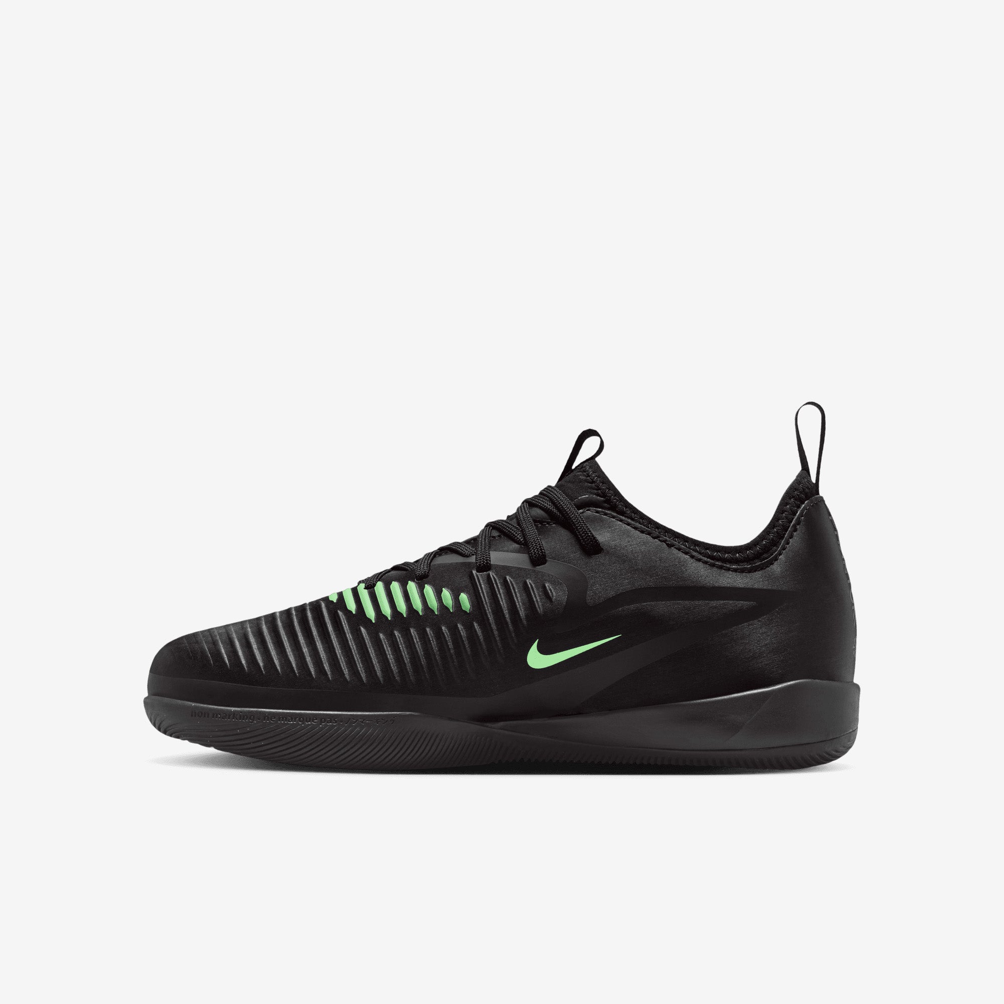 Nike Jr. Phantom 6 Low Academy Big Kids' Indoor/Court Soccer Shoes - Black/Illusion Green-Black