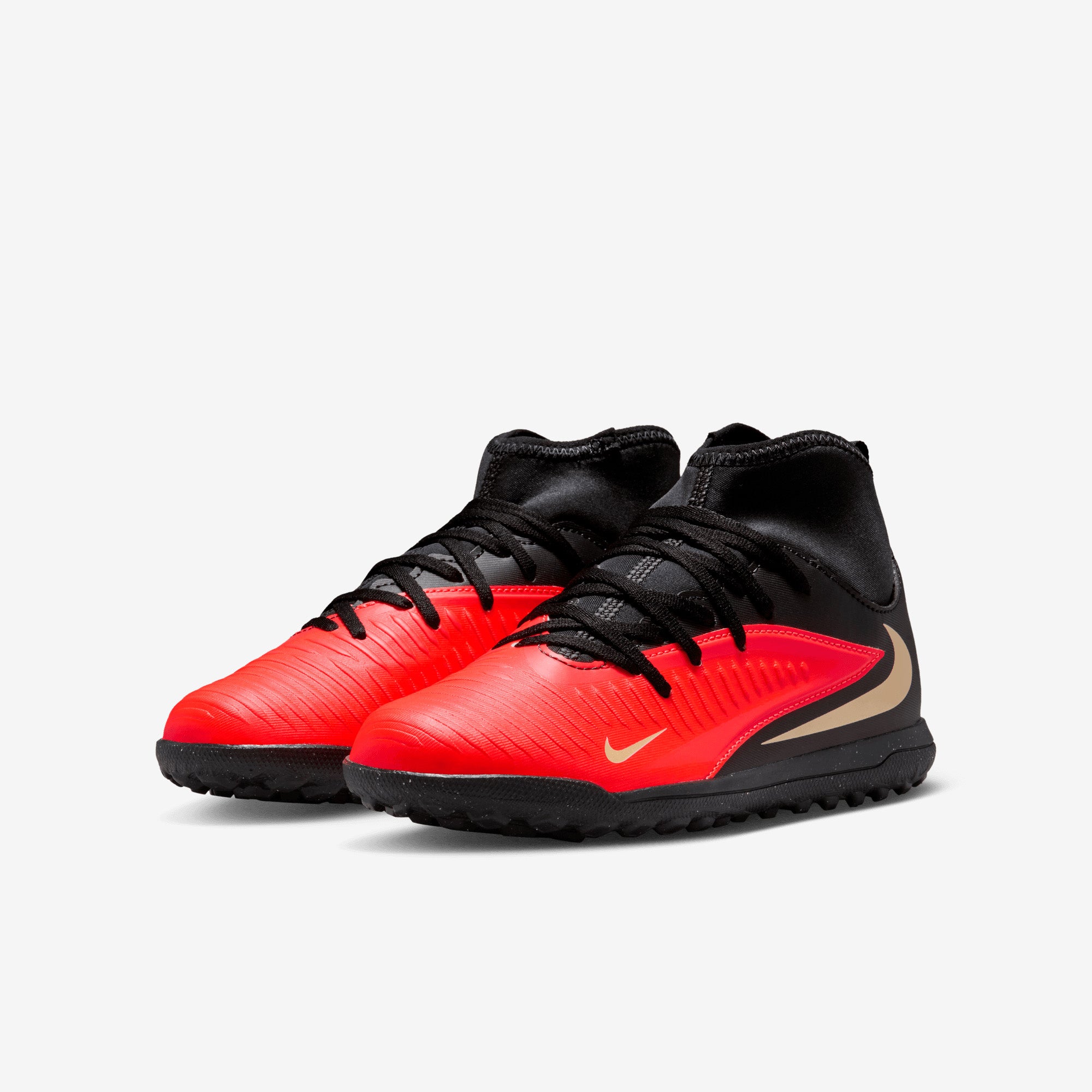 Nike Jr. Phantom 6 High Club Big Kids' Turf Soccer Shoes - Bright Crimson/Black-Bright Crimson