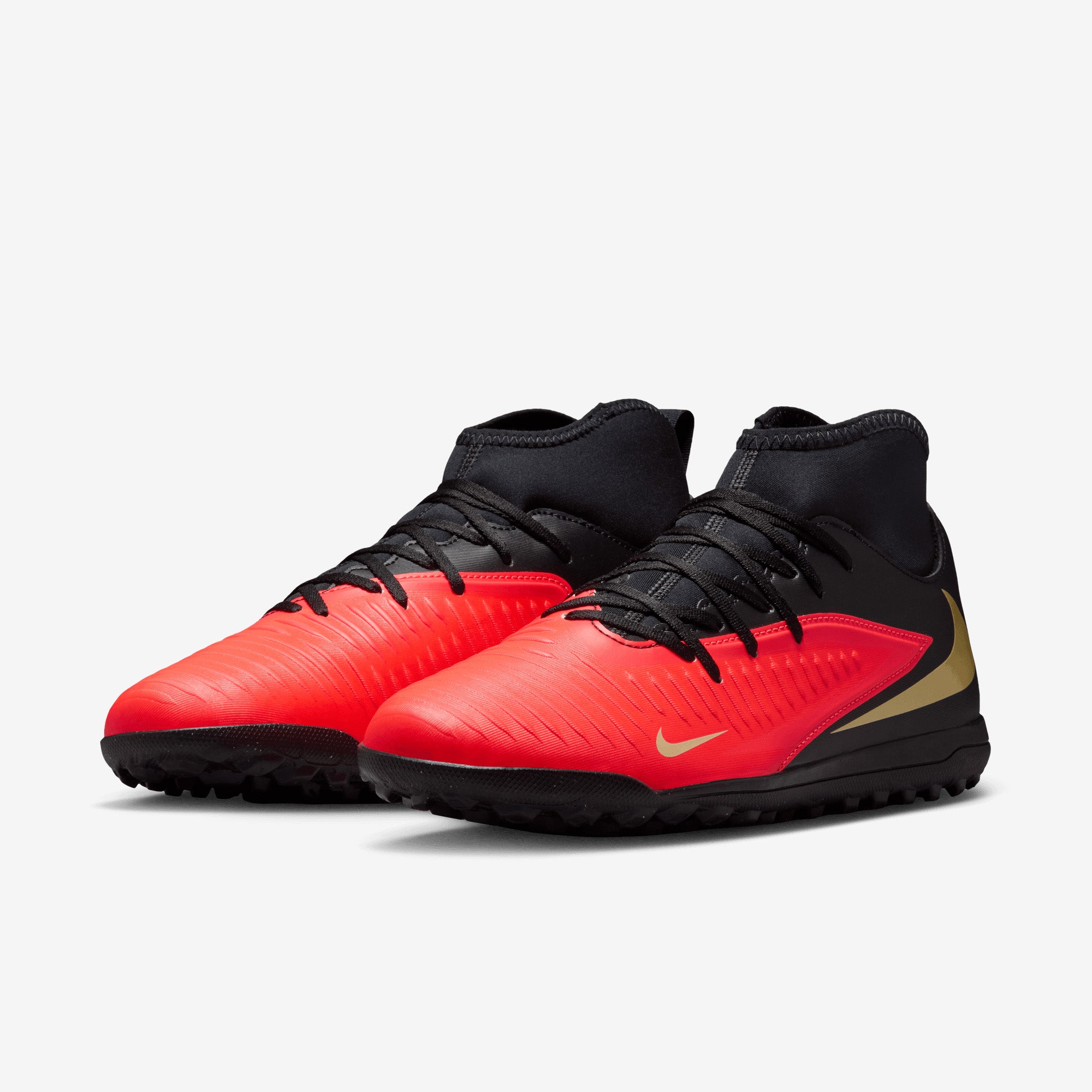 Nike Phantom 6 High Club Turf Soccer Shoes - Bright Crimson/Blur-Black