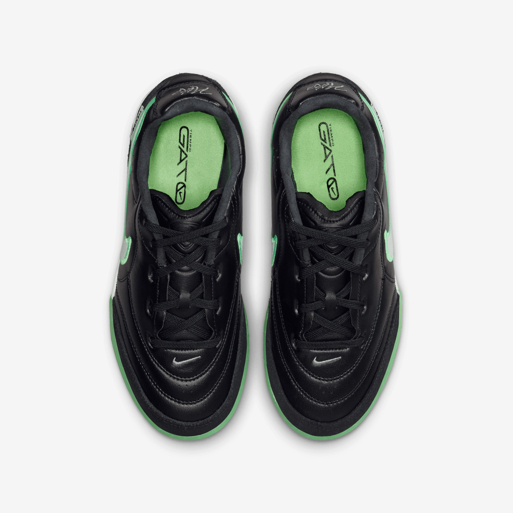 Nike Jr. Tiempo Streetgato Big Kids' Indoor/Court Low-Top Soccer Shoes - Black/Illusion Green-Black