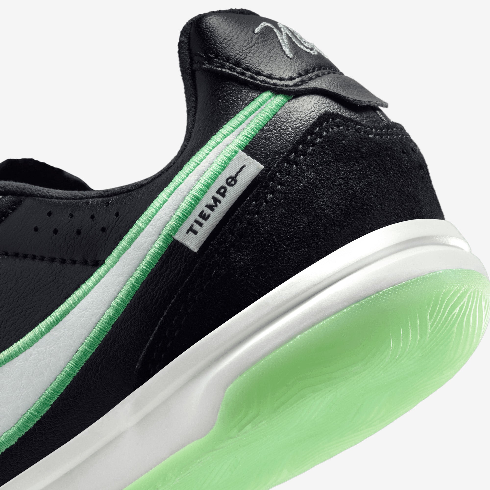 Nike Jr. Tiempo Streetgato Big Kids' Indoor/Court Low-Top Soccer Shoes - Black/Illusion Green-Black