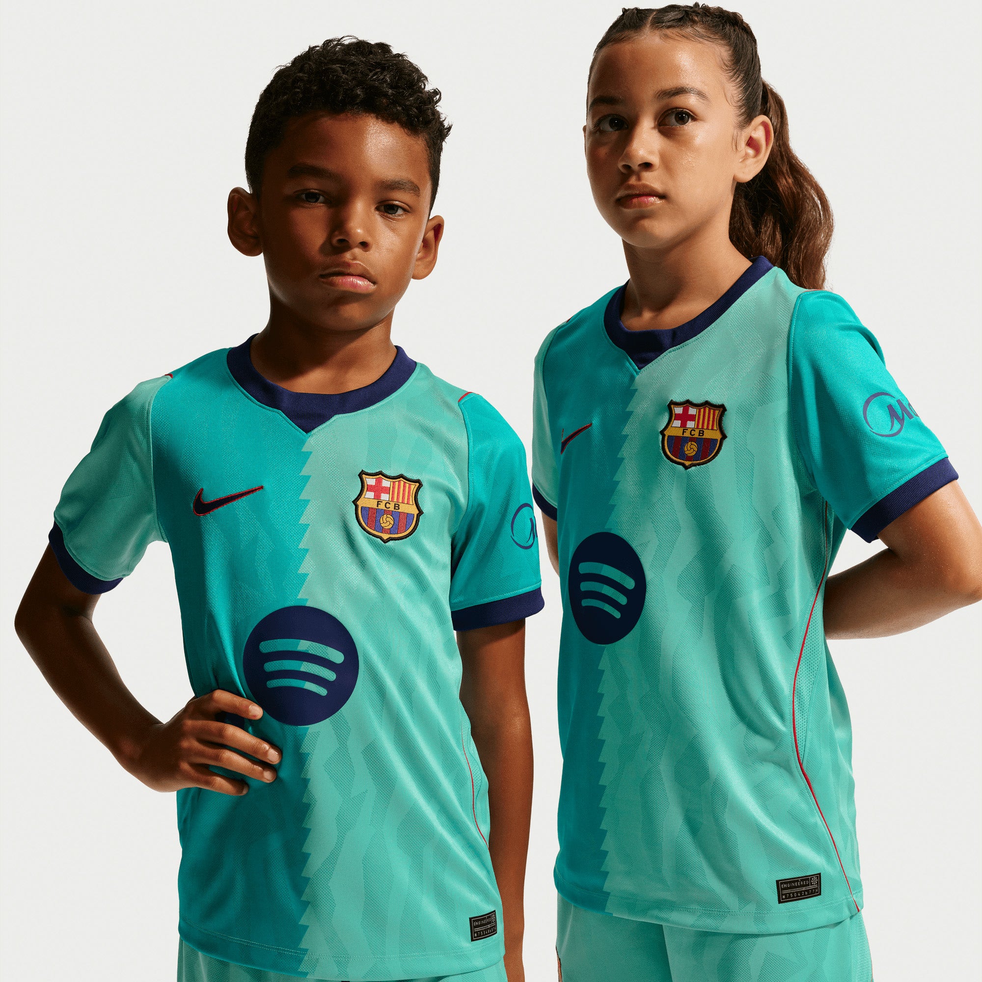 Nike FC Barcelona 2026/27 Stadium Third Big Kids' Dri-FIT Soccer Replica Jersey - Green Frost/Green Frost/Loyal Blue