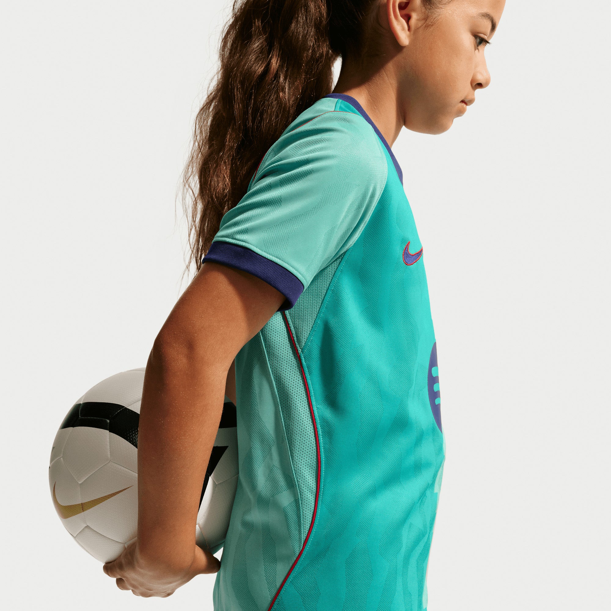 Nike FC Barcelona 2026/27 Stadium Third Big Kids' Dri-FIT Soccer Replica Jersey - Green Frost/Green Frost/Loyal Blue